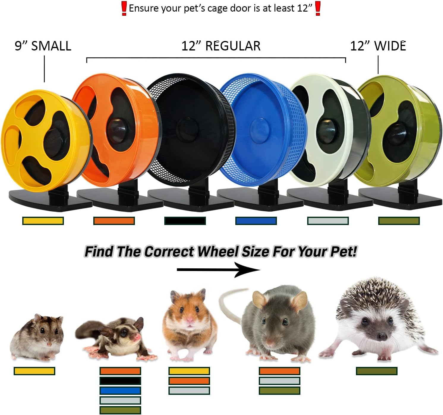 Silent Runner 12" Wide + Cage Attachment - Silent, Fast, Durable Exercise Wheel - Sugar Gliders, Degus, Rats, Hedgehogs, Prairie Dogs & Small Pets - Image 3