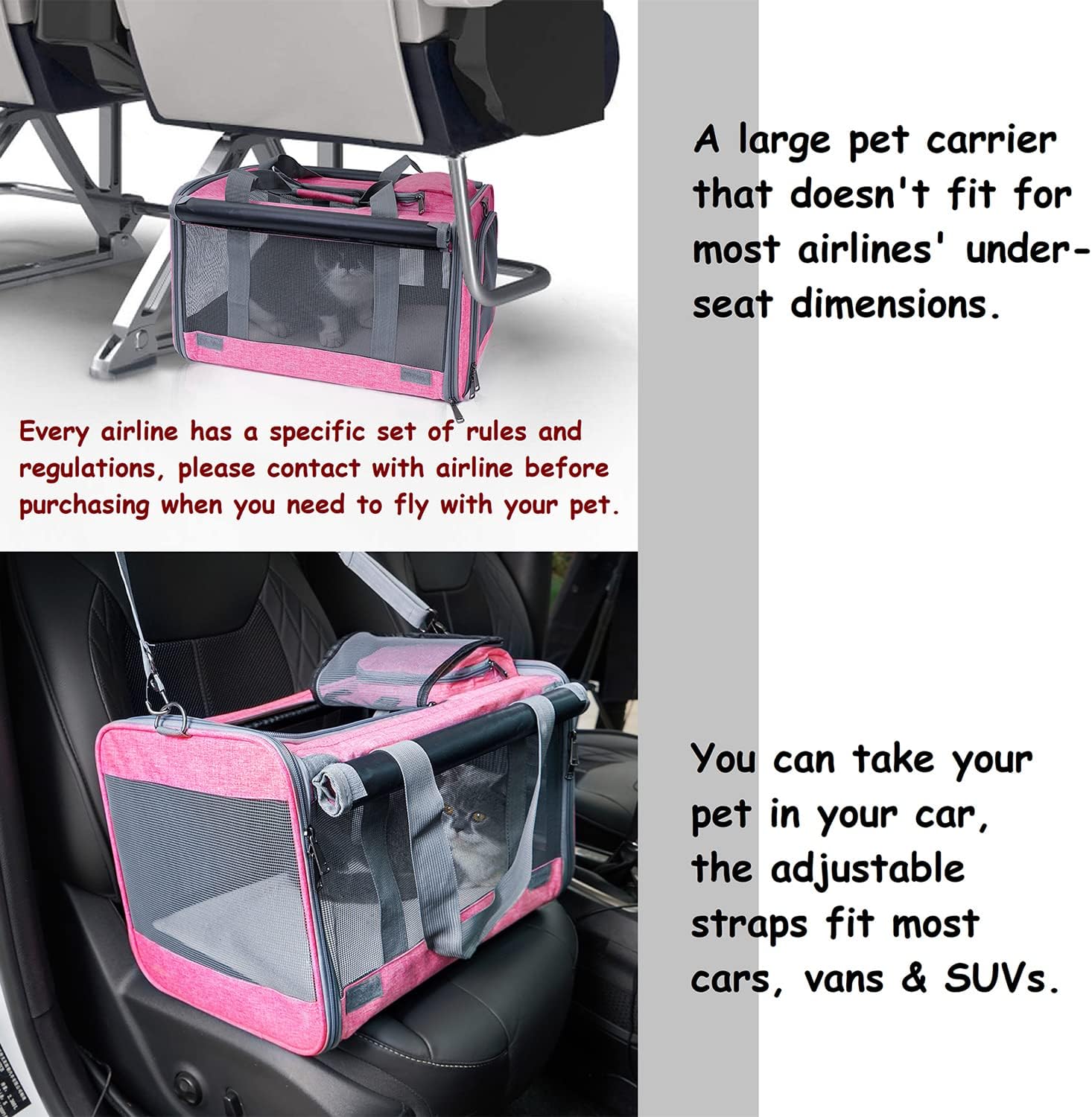 GAPZER Pet Carrier for Large and Medium Cats, Soft-Sided Pet Carrier for Big Medium Cats and Puppy Dog Carriers Cat Carriers, Pet Privacy Protection Travel Carrier - Image 5