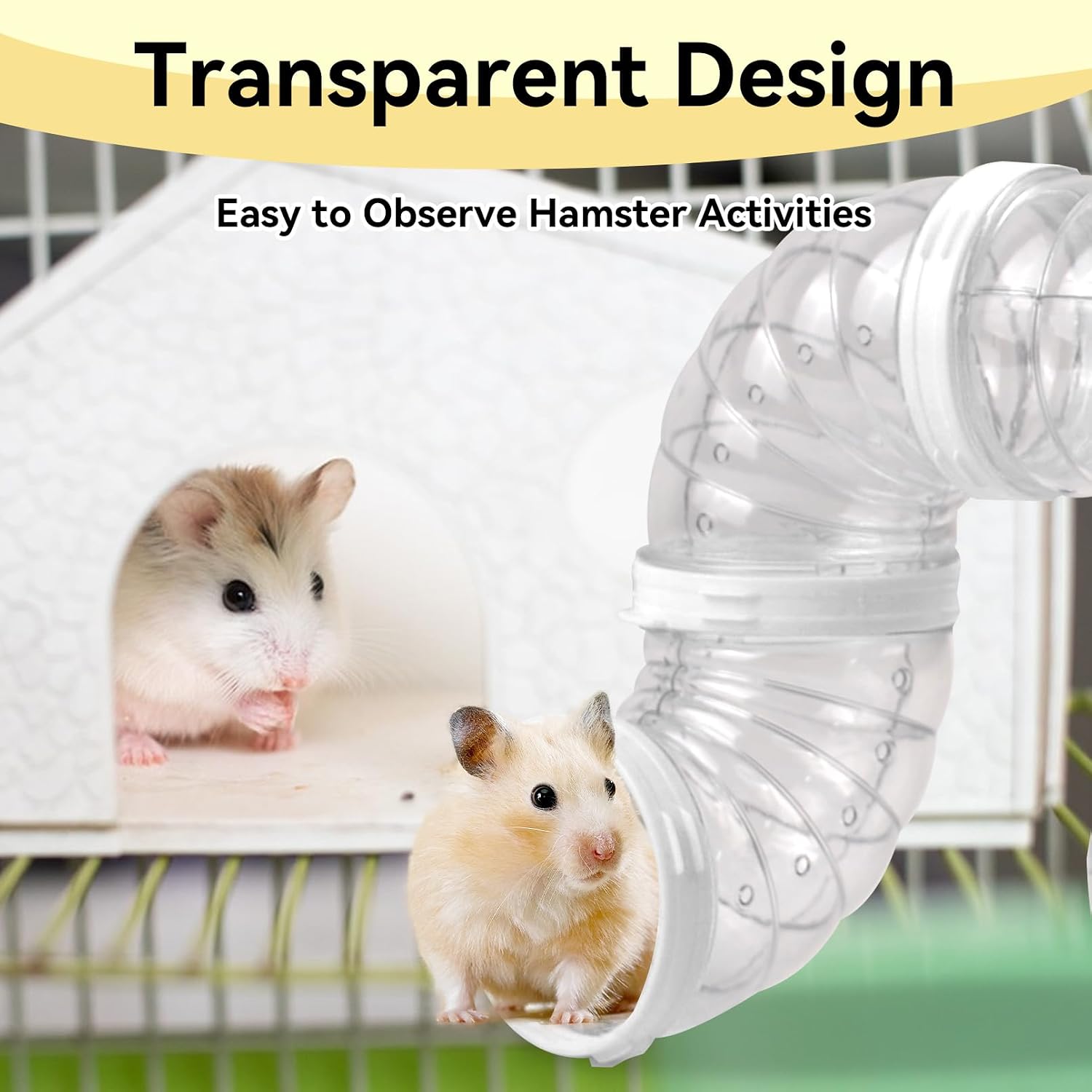 8 PCS Hamster Tube Set, Hamster Toy Set DIY Clear Pet Cage Tunnel Small Animal External Accessories Adventure Tube Syrian Rat Mouse (White) - Image 3