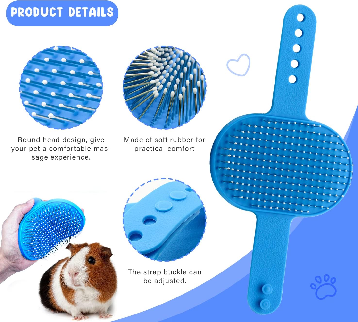 Pet Grooming Kit with Slicker Brush Bath Massage Glove Brush Pet Shedding Comb Nail Clipper Trimmer 6 Piece Set for Rabbit Kitten Guinea Pig Cat Chinchilla Ferret Small Animals - Image 5