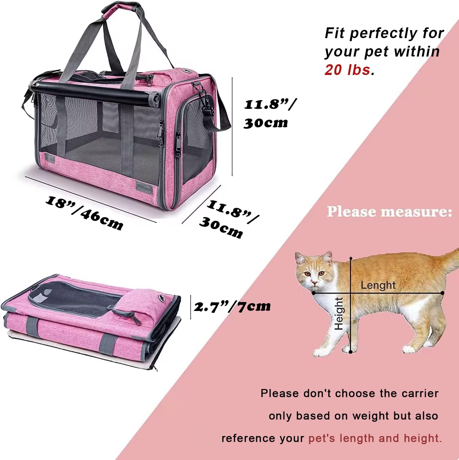 GAPZER Pet Carrier for Large and Medium Cats, Soft-Sided Pet Carrier for Big Medium Cats and Puppy Dog Carriers Cat Carriers, Pet Privacy Protection Travel Carrier - Image 2