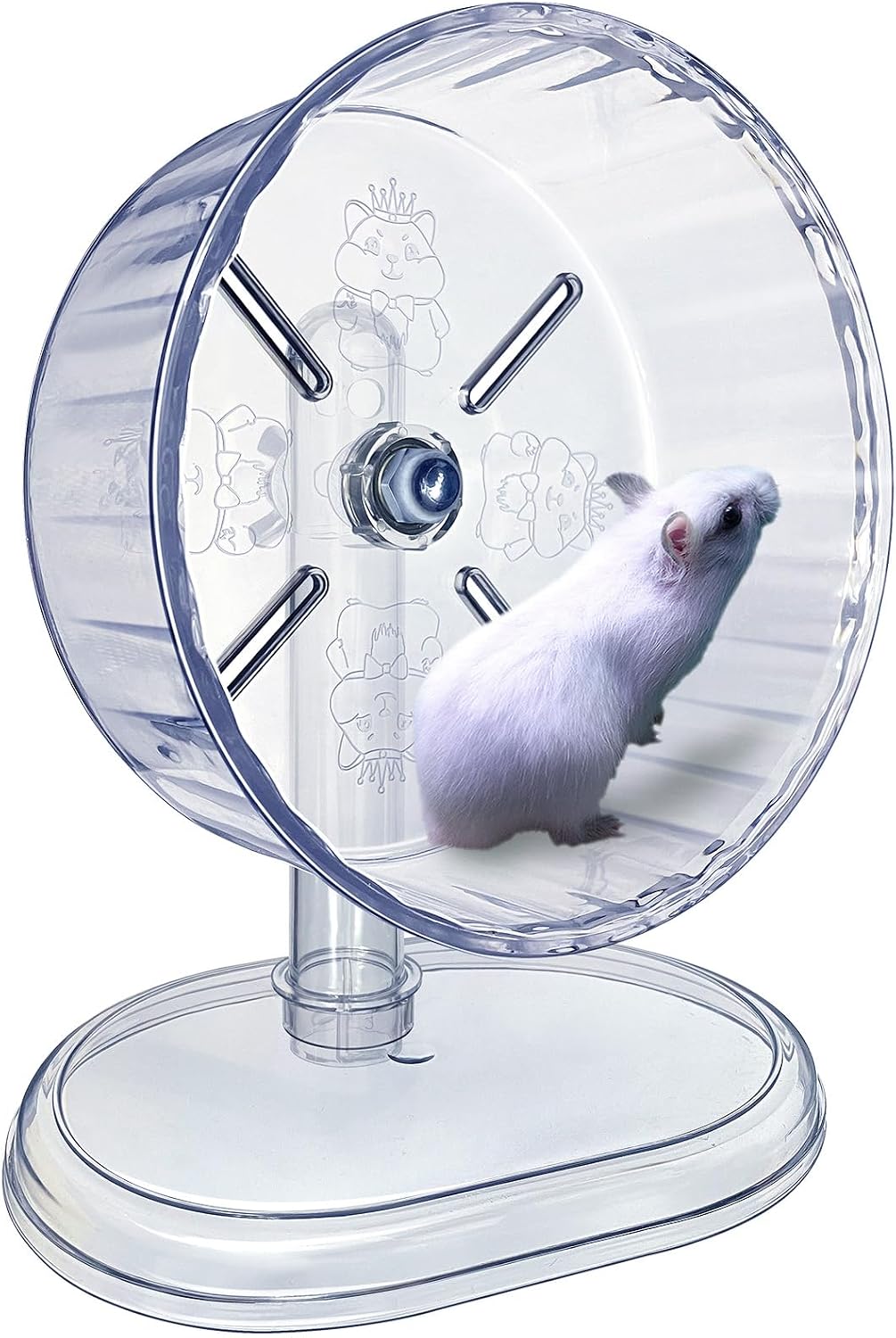 lazYYzal Silent Hamster Wheel, Super-Silent Hamster Exercise Wheels Accessories, Quiet Running Wheels, Adjustable Stand for Hamsters Mice Or Other Small Animals (White, Ф 7 inch) - Image 2
