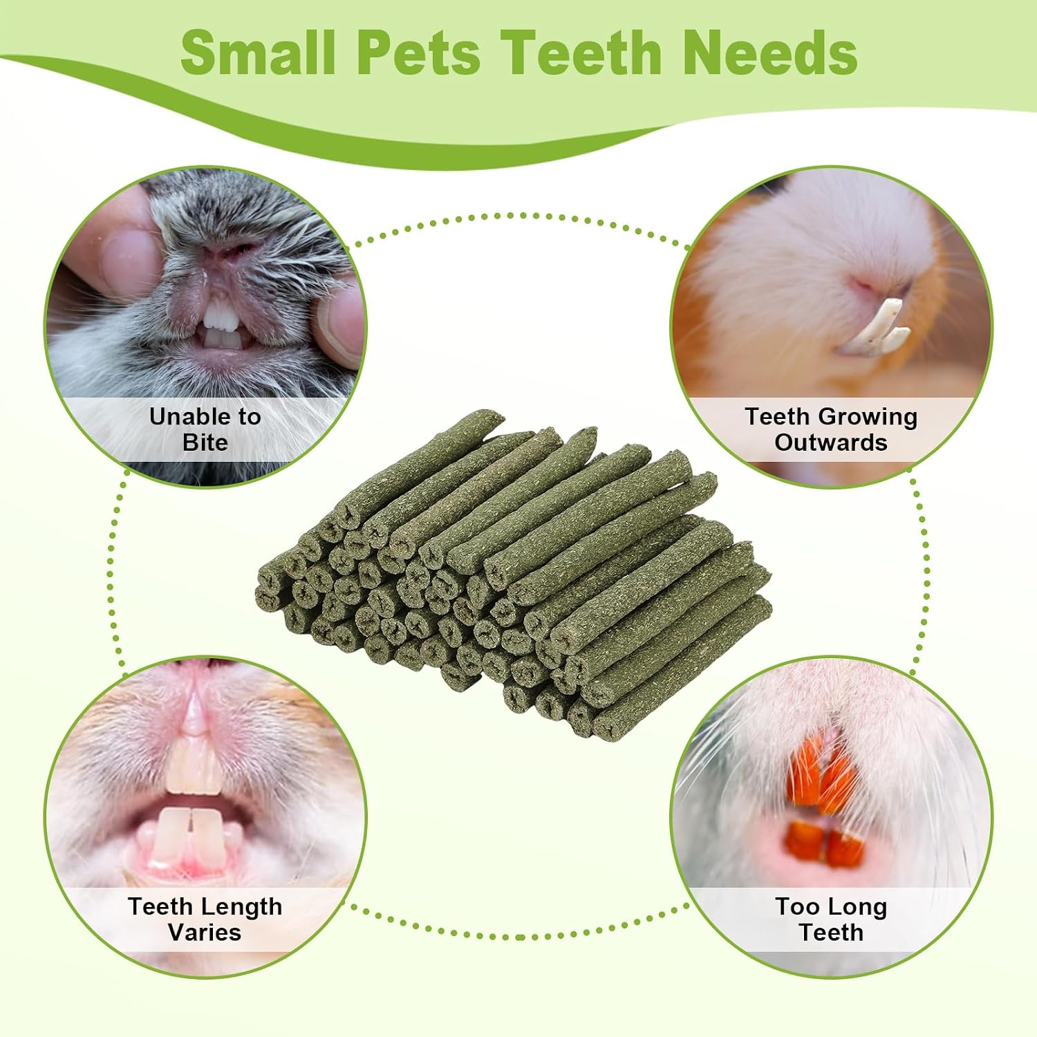 100PCS Timothy Hay Sticks for Rabbits Guinea Pigs Chinchillas Chew Treats, Natural Timothy Grass Molar Teeth Stick Bunny Chew Toys for Rabbits Chinchillas Guinea Pigs Hamsters Rodents - Image 3