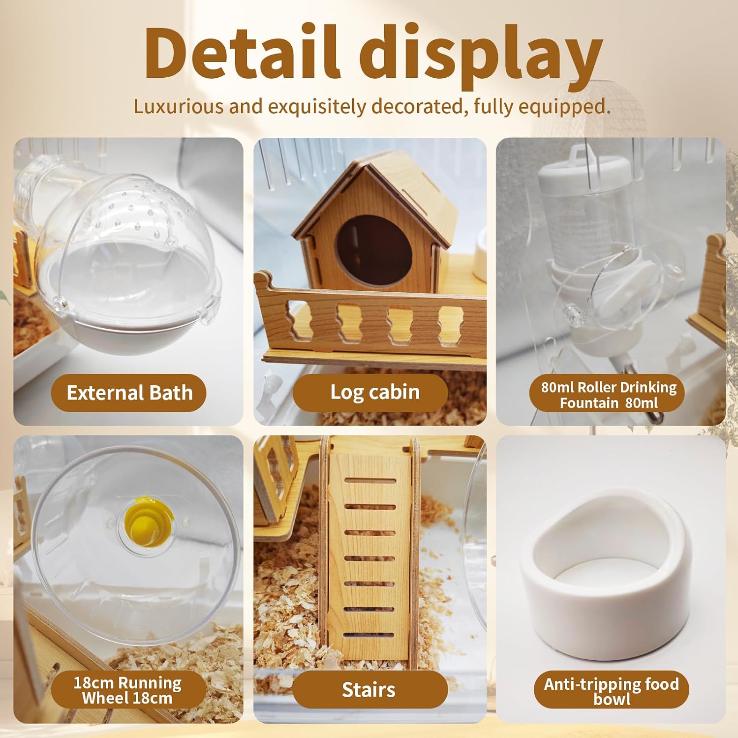 Acrylic Hamster Cage, 2-Tier Hamster Cage with Wooden Accessories for Dwarf Syrian Hamsters,14"x10"x*11" Clear Pet Mice Small Hamster Habitat Gerbils House - Image 5