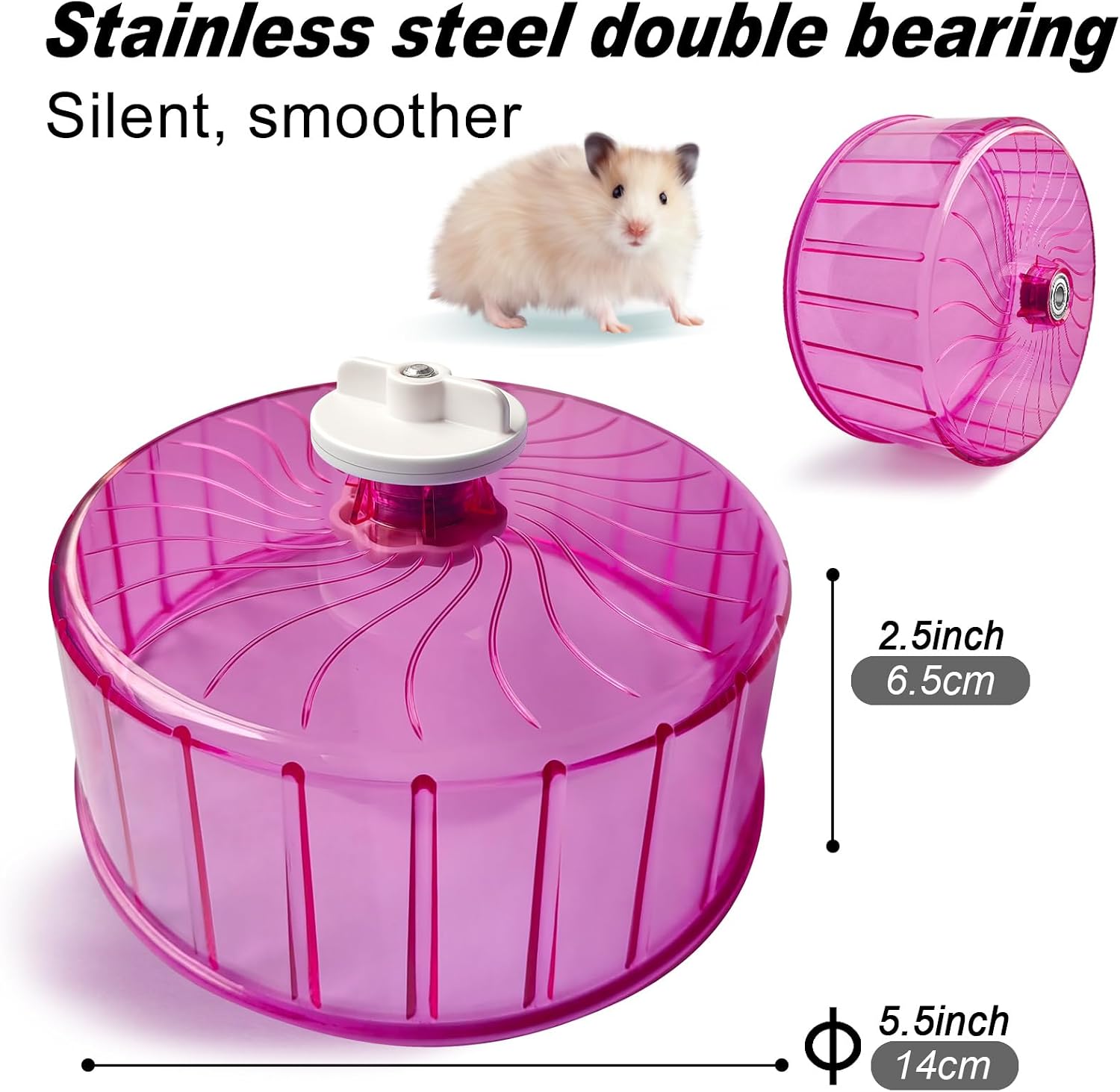 Hamster Wheel,Silent Wheel,Super Silent Hamster Exercise Wheels,Silent Hamster Wheel,Adjustable Stand Hamsters Exercise Wheels,Quiet Rat Wheel (Φ 5.5 inch, Pink) - Image 6