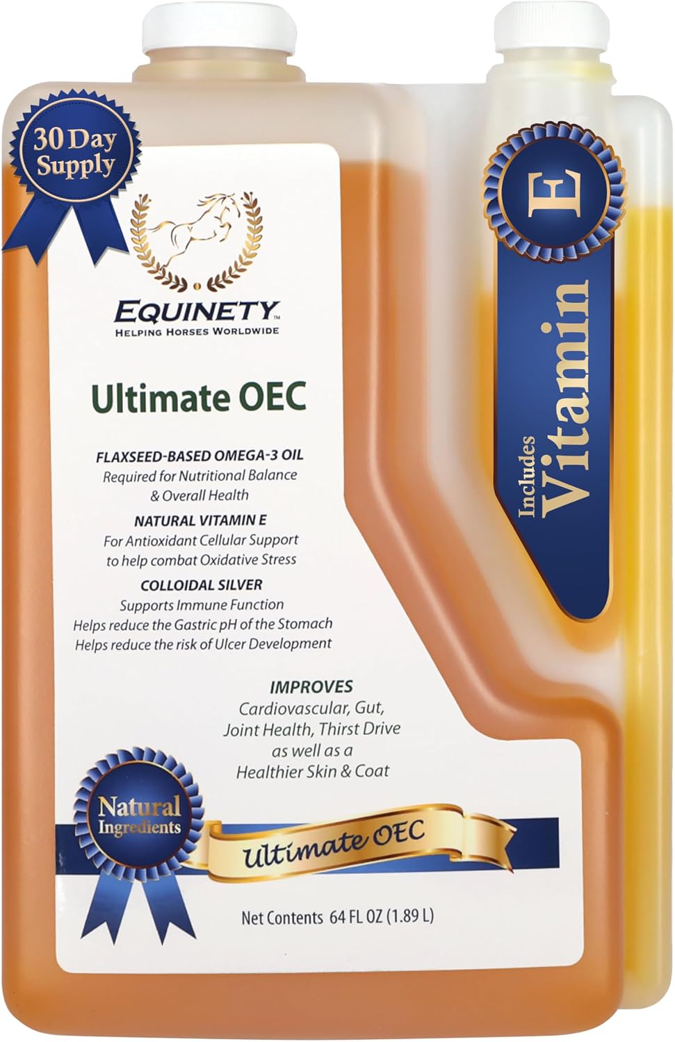 Ultimate OEC Horse Supplement – Omega 3 Horse Oil, Vitamin E for Horses & Flaxseed Oil for Horses, Equine Omega Complete Blend for Coat Defense – Hoof Health, Joint Support & Performance Recovery