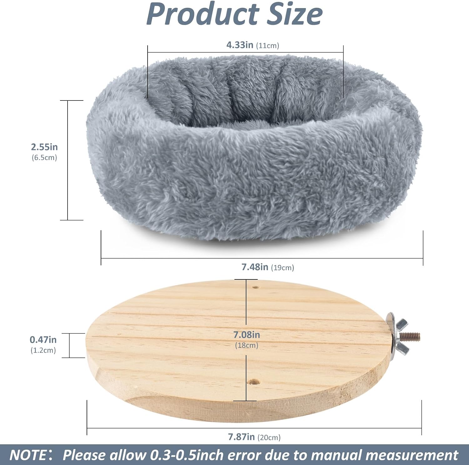 DBNESS Medium Bird Nest for Cage, Removable Plush Parrot Hammock Warm Resting Perch Platform for Budgies Cockatiel Conure Parakeet Hamster Washable Breeding Sleeping Lay Eggs Nesting (Grey, M) - Image 2