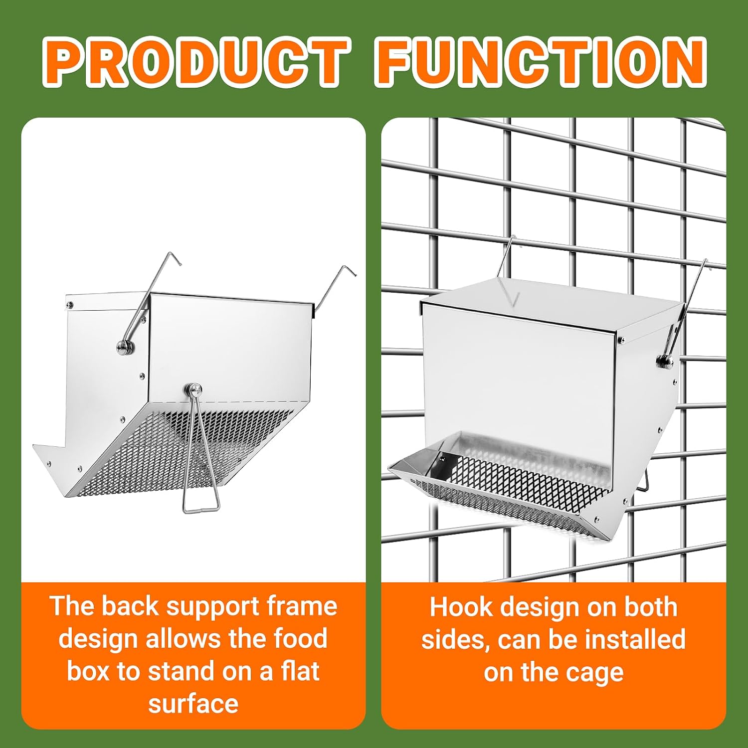Rabbit Feeders Automatic for Cages,3.5 Pound Metal Trough Feeder with Water Bottle Galvanized Steel Outdoor Bunny Food Dispenser for Rabbits Chicken Guinea Pig Pet and Other Small Animals - Image 5