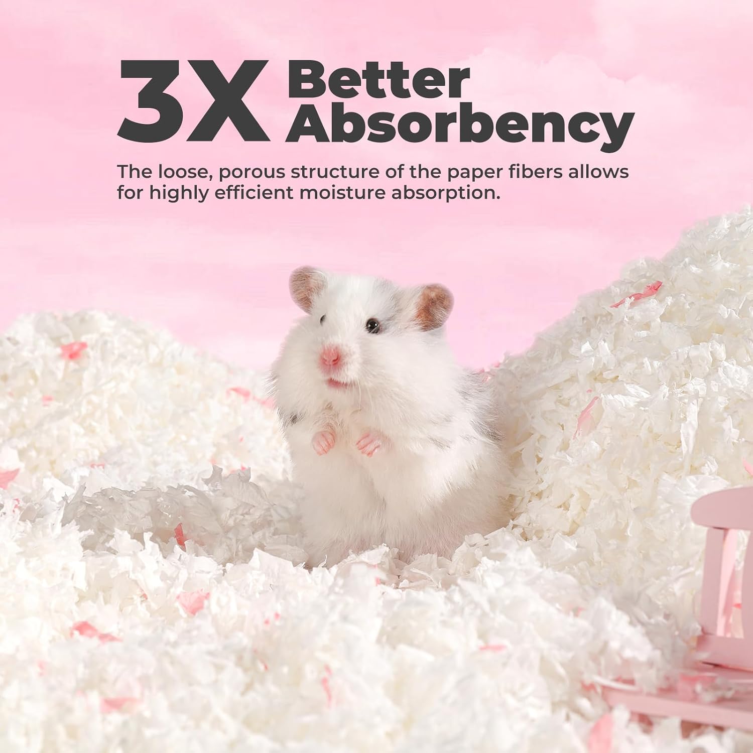 mini&moe Hamster Bedding 50L: Dust-Free and Odor Control Moisture Absorbent Unscented Natural Paper Small Pet Bedding - for Guinea Pigs, Hamsters, Chinchilla,Rabbits,Rat,Ferret, and Gerbil, 50 Liters - Image 3