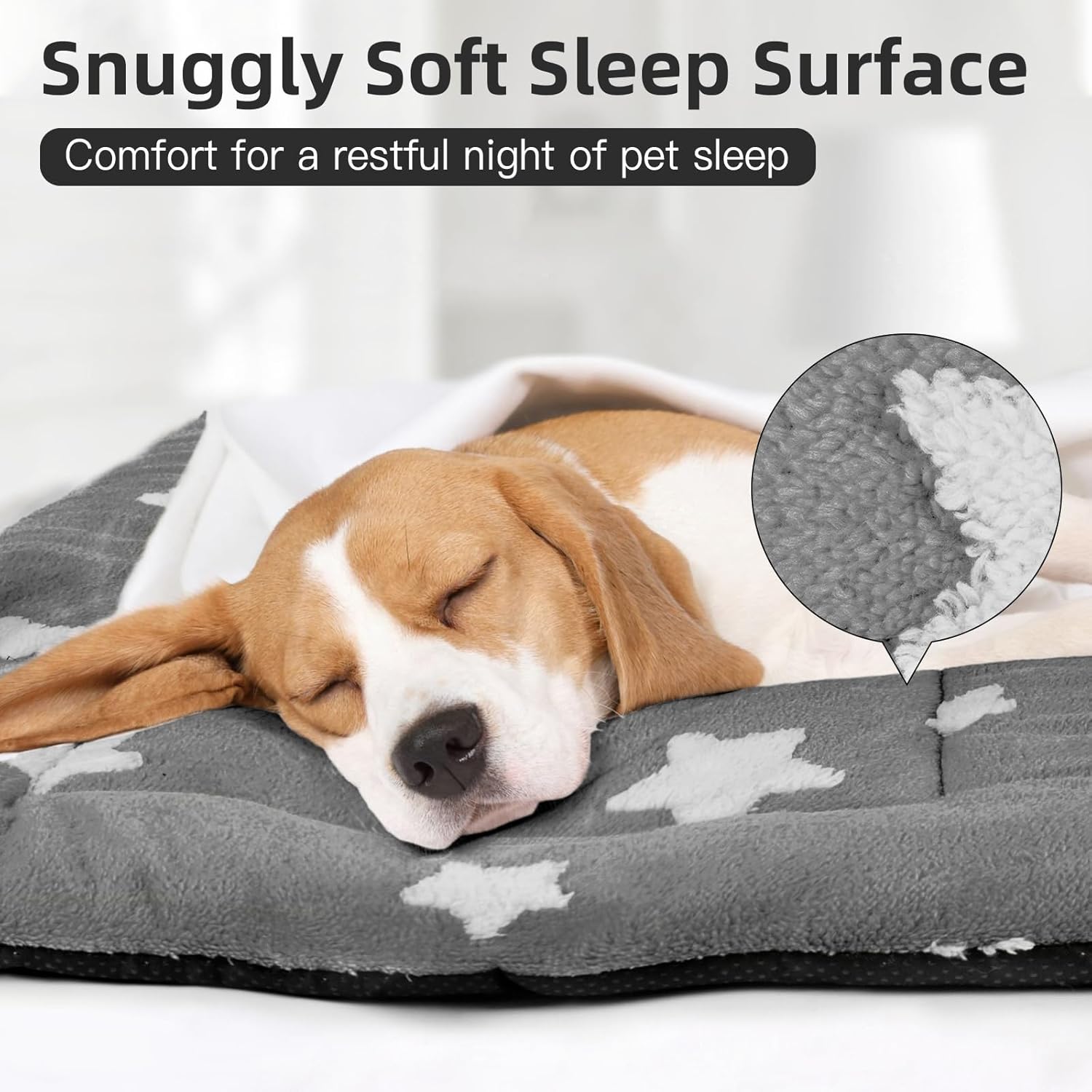 Mora Pets Cat Bed for Indoor Cats Washable Dog Crate Pad Cute Star Dog Bed Mat for Small Dogs Pet Kennel Pad for Cage Soft Flat Puppy Kitten Cushion Sleeping Anti-Slip Grey 22 x 13 - Image 2