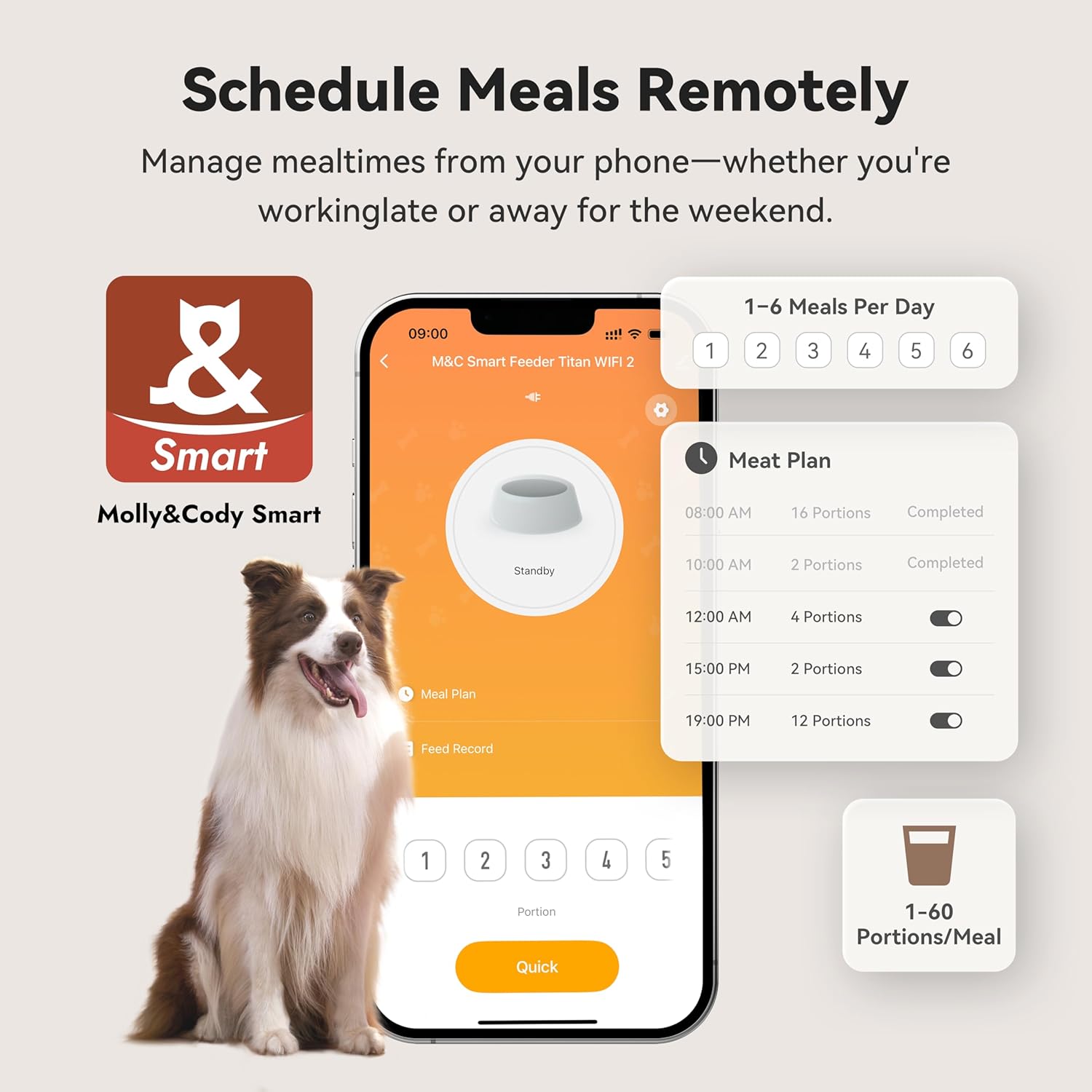 Automatic Dog Feeder for Large Dogs, 14L Capacity, Remote Feeding, Anti-Blockage System, Timed Auto Dog Food Dispenser, 2.4G WiFi App Control,Dual Power Supply,Stainless Steel Bowl - Image 5