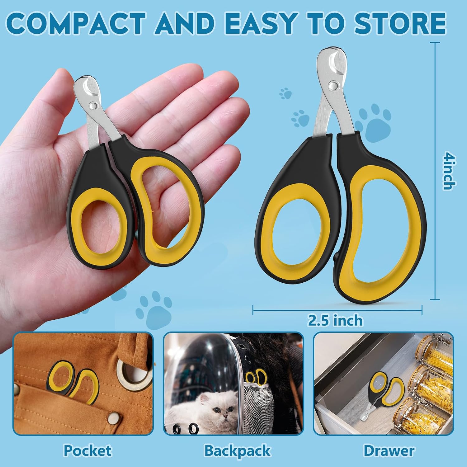 Cat Nail Clippers, Professional Pet Claw Clippers for Indoor Cats, Kittens, Small Dogs, Puppys, Birds, Rabbits, Safe Nail Trimmer and Grooming Tools for Small Animals Home Pets - Image 6