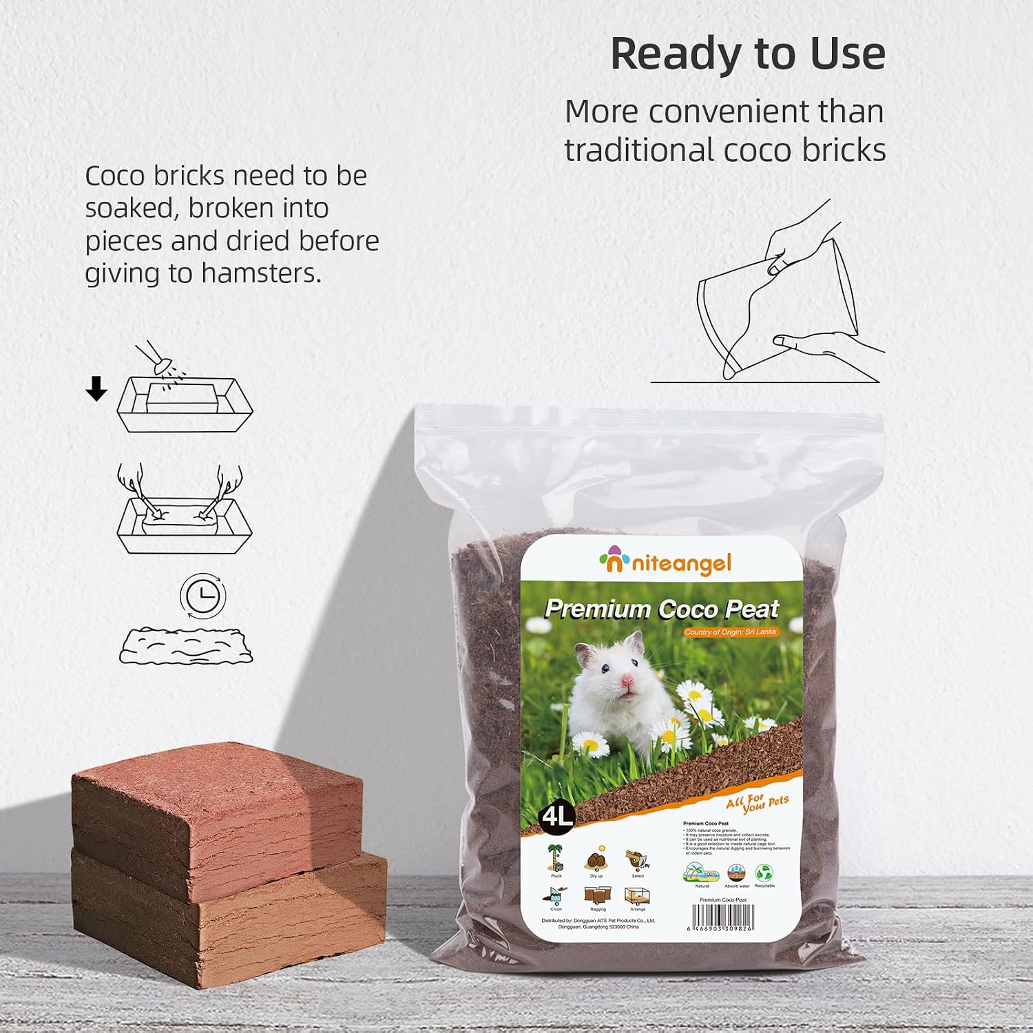 Niteangel Natural Coco/Cork Hamster Bedding Pet Litter for Dwarf Syrian Hamsters, Gerbils, mices, Degus or Other Small Animal - Image 5
