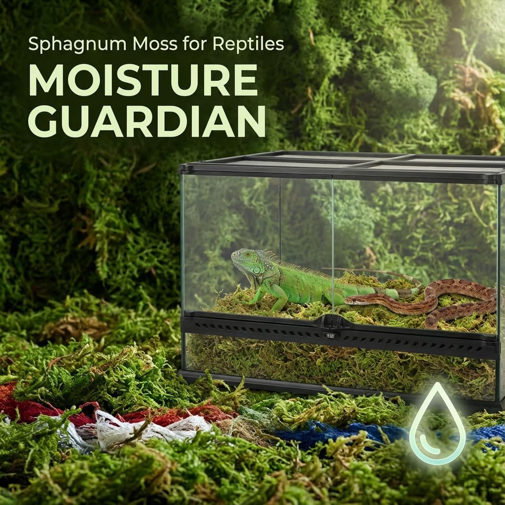 Sukh Sphagnum Moss for Reptiles - Green Terrarium Moss Substrate, 5oz | Habitat Bedding for Gecko, Snake, Turtle, Frog, Bearded Dragon, Jumping Spider, Chameleon, Enclosure & Tank Accessories Decor - Image 8