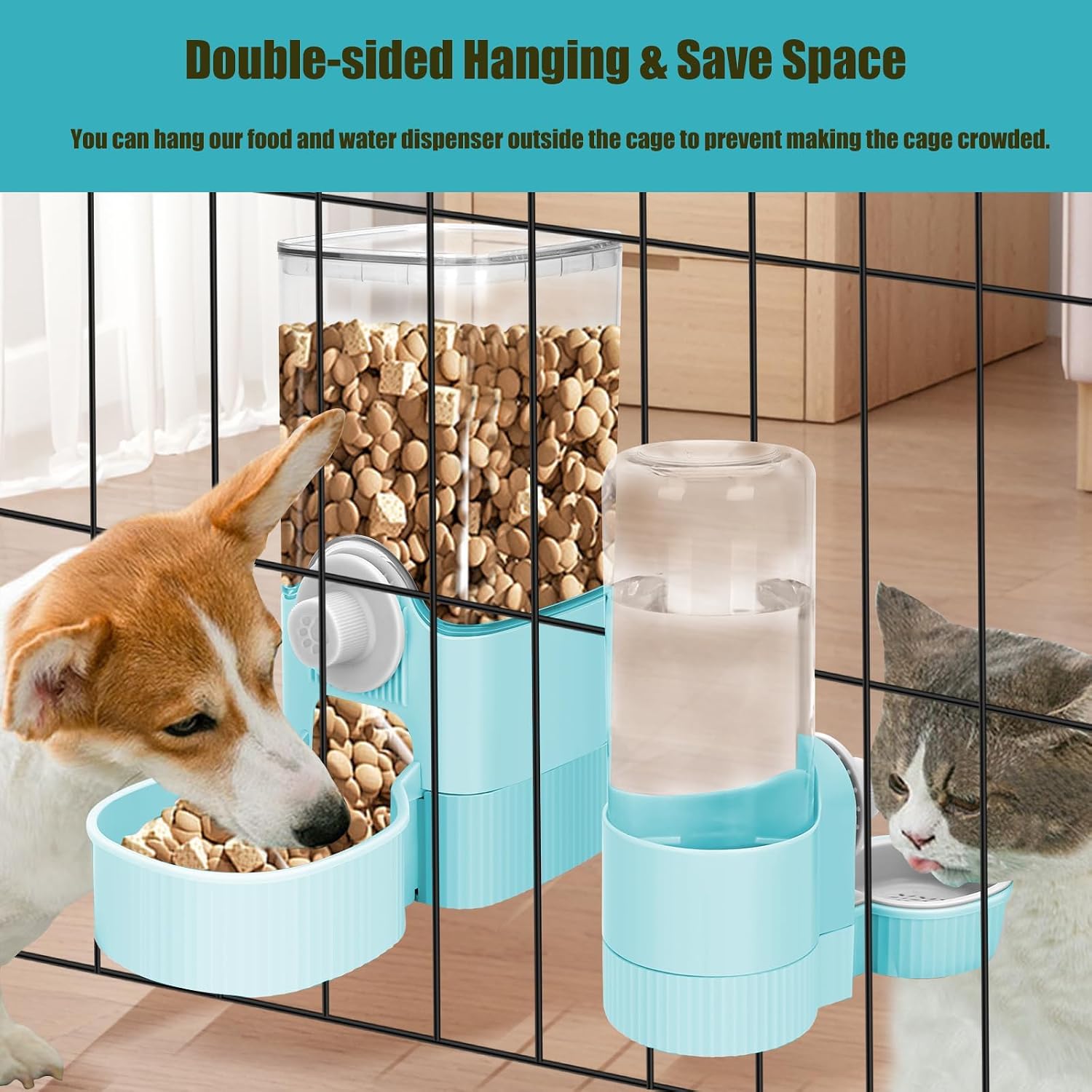 GPY Automatic Hanging Gravity Pet Feeder and Water Dispenser Set ,Automatic Rabbit Feeder and Dog Water Dispenser for Dogs Cats Pets Animals Large Capacity (Blue Water Feeder&Food Feeder) (Blue) - Image 8