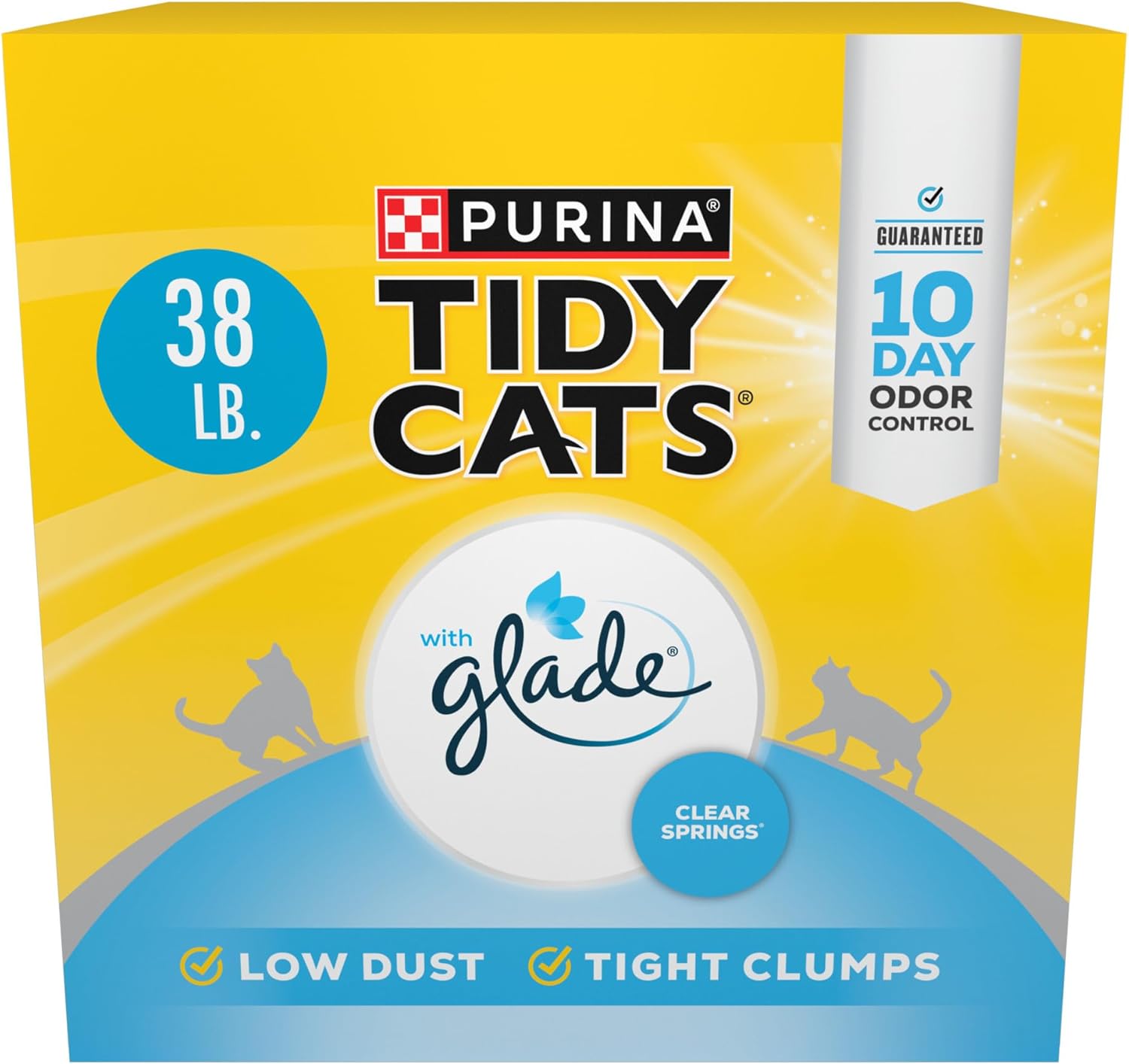 Purina Tidy Cats Lightweight Cat Litter, Clumping Multi Cat, Glade Clear Springs Odor Control, Low Dust, 38 lb. Box