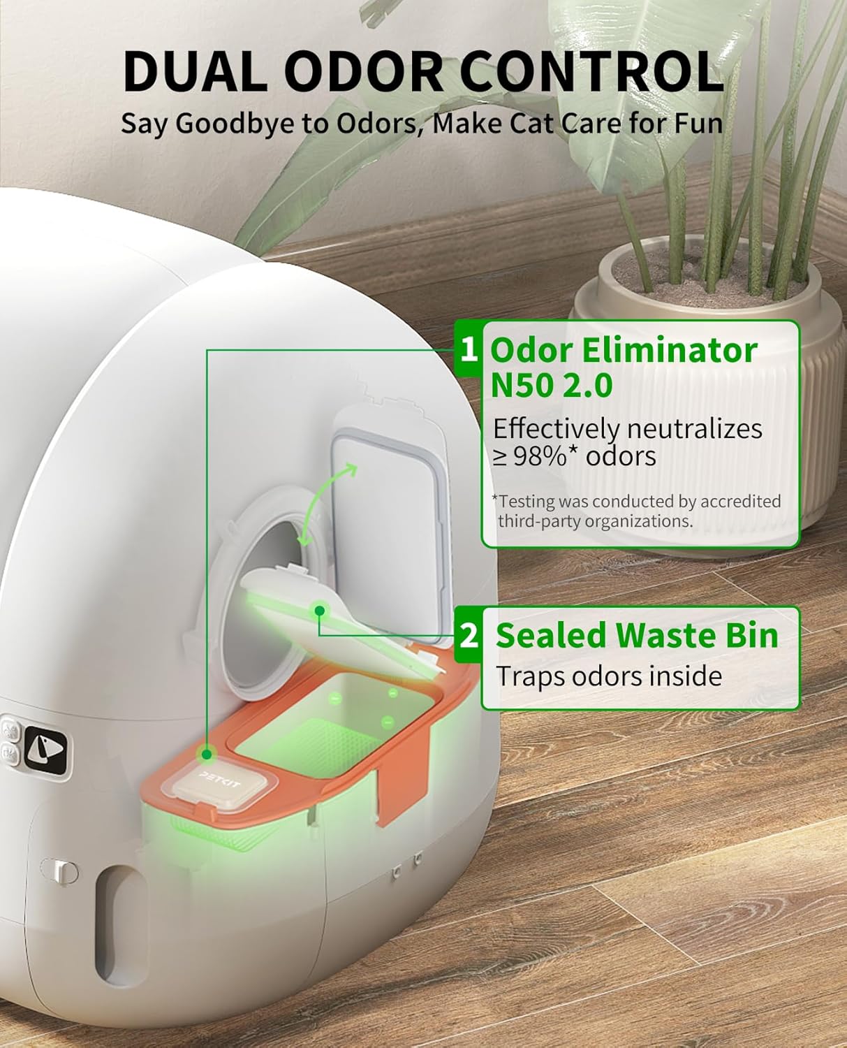PETKIT PuraMax 2 Automatic Self-Cleaning Cat Litter Box, App Control Automatic Litter Box with Safety Sensors, Odor Free & Anti-Leakage Basic Bundle Includes Trash Bags,2.4G WiFi & Low Entrance - Image 5