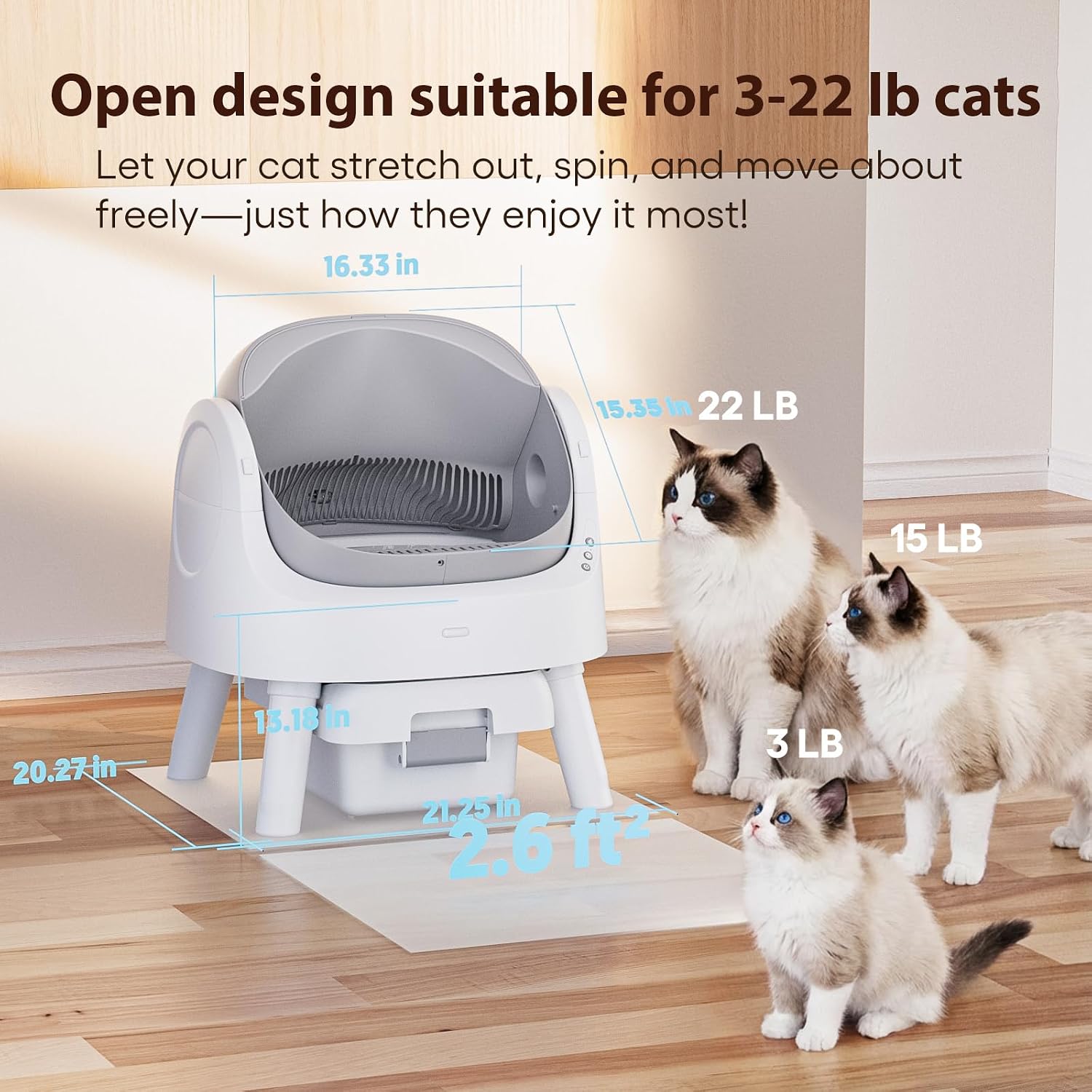 Self Cleaning Cat Litter Box, Automatic Litter Box for Multiple Cats, Integrated Safety Protection with Open-Top Design - Image 2