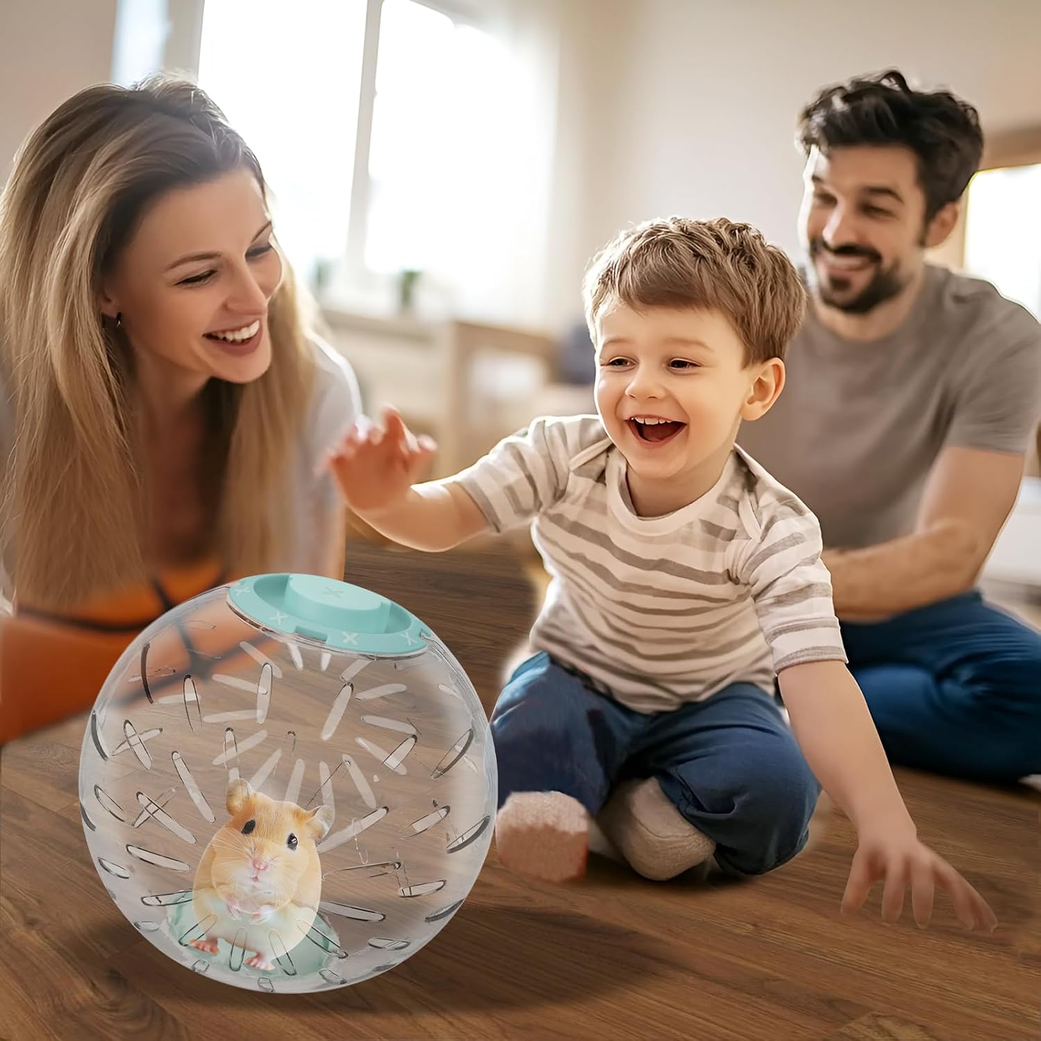 7.9 Inch Clear Hamster Exercise Ball, Large Transparent Running Toy for Syrian & Dwarf Hamsters, Breathable Plastic Activity Ball for Small Pets (Green Lid) - Image 4