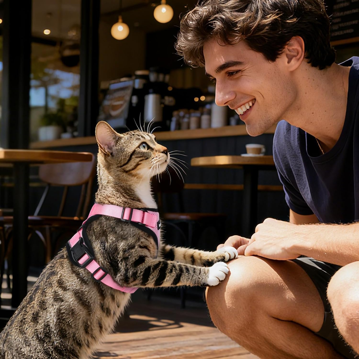 Dooradar Cat Harness and Leash Set, Escape Proof Safe Adjustable Kitten Vest Harnesses for Walking, Easy Control Soft Breathable Mesh Jacket with Reflective Strips for Cats, Pink, Xs - Image 8
