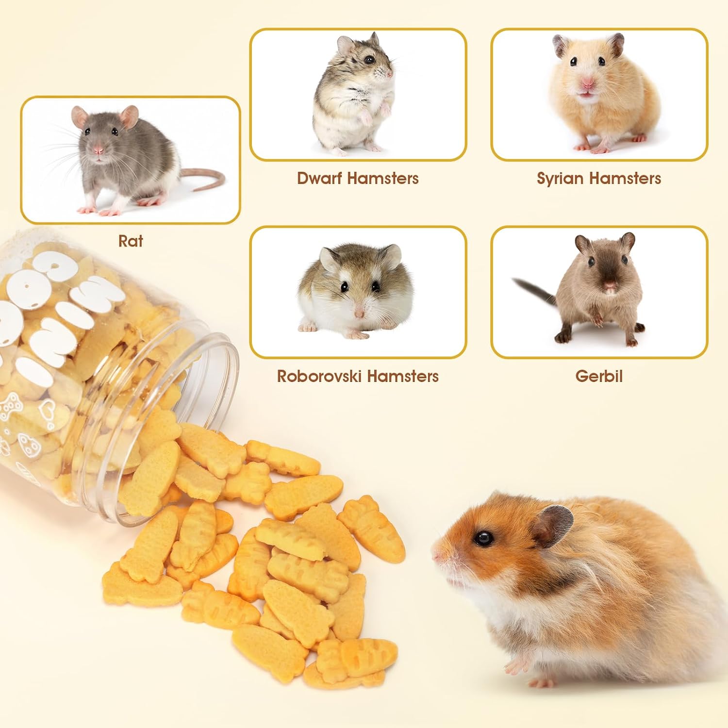 Abizoo Hamster & Gerbil Treats, Crunchy Baked Hamster Snacks with Carrot and Yeast, Natural Training Reward Chew Treats for Small Animals, Supports Digestion and Dental Health - Image 8