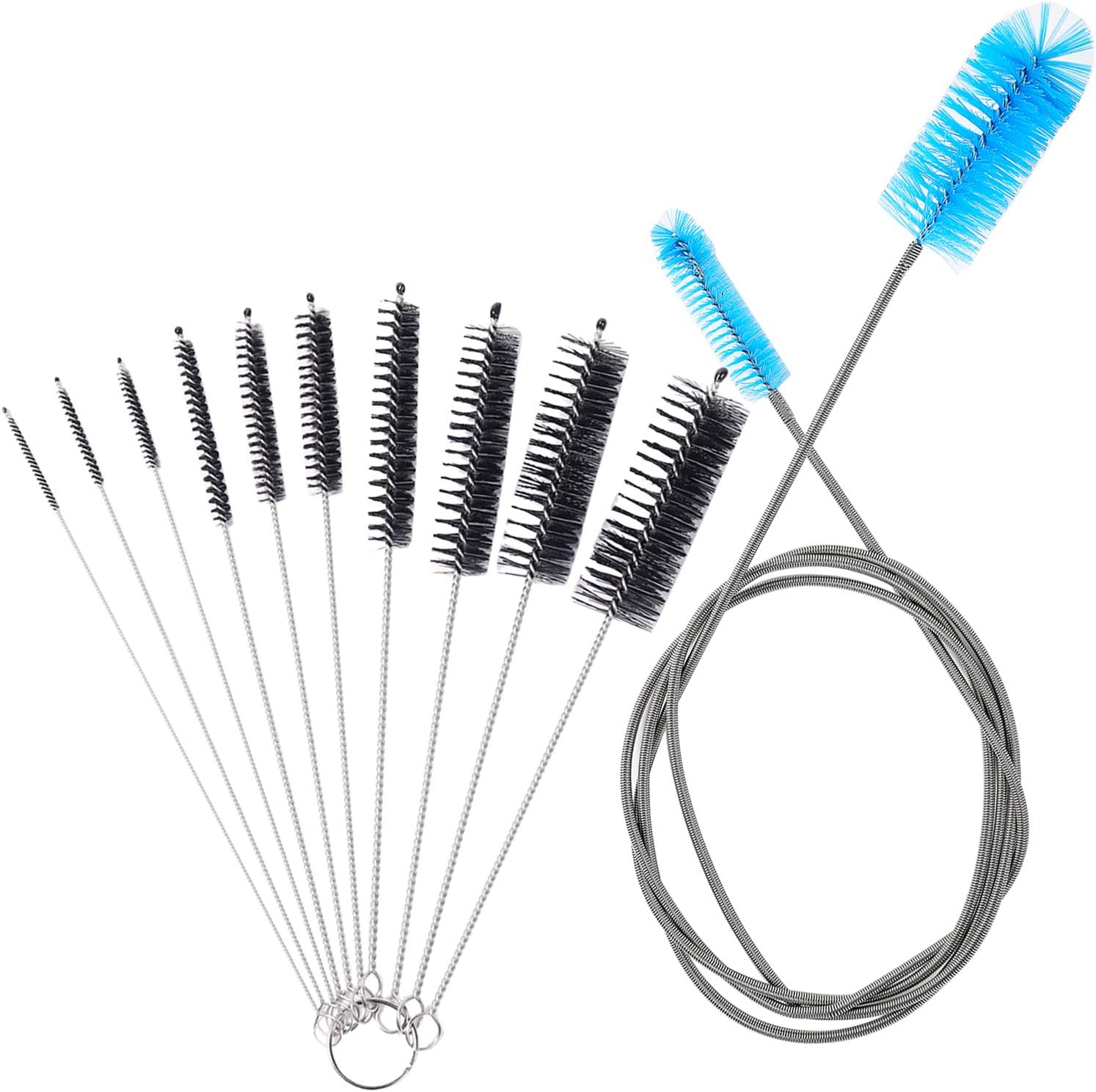 Aquarium Filter Brush Set, Flexible Double Ended Bristles Hose Pipe Cleaner with Stainless Steel Long Tube Cleaning Brush and 10 Pcs Different Sizes Bristles Brushes for Fish Tank or Home Kitchen - Image 8