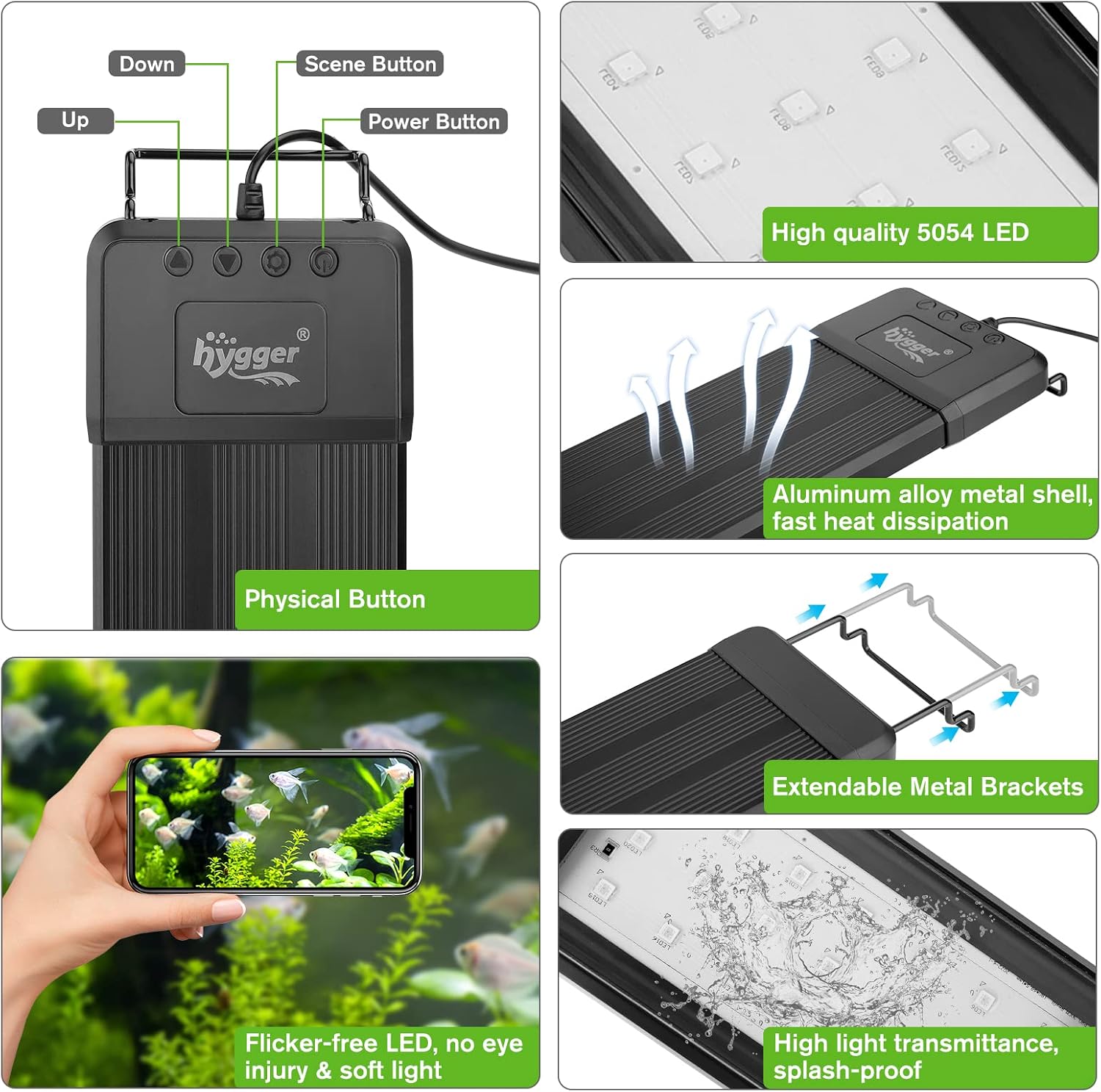 hygger 25W Smart Aquarium Light, Bluetooth LED Light with App Control, Full Spectrum Fish Tank Light with 24/7 Lighting Cycle, 5 Modes, Adjustable Timer, for 18"-24" Freshwater Planted Tank - Image 6