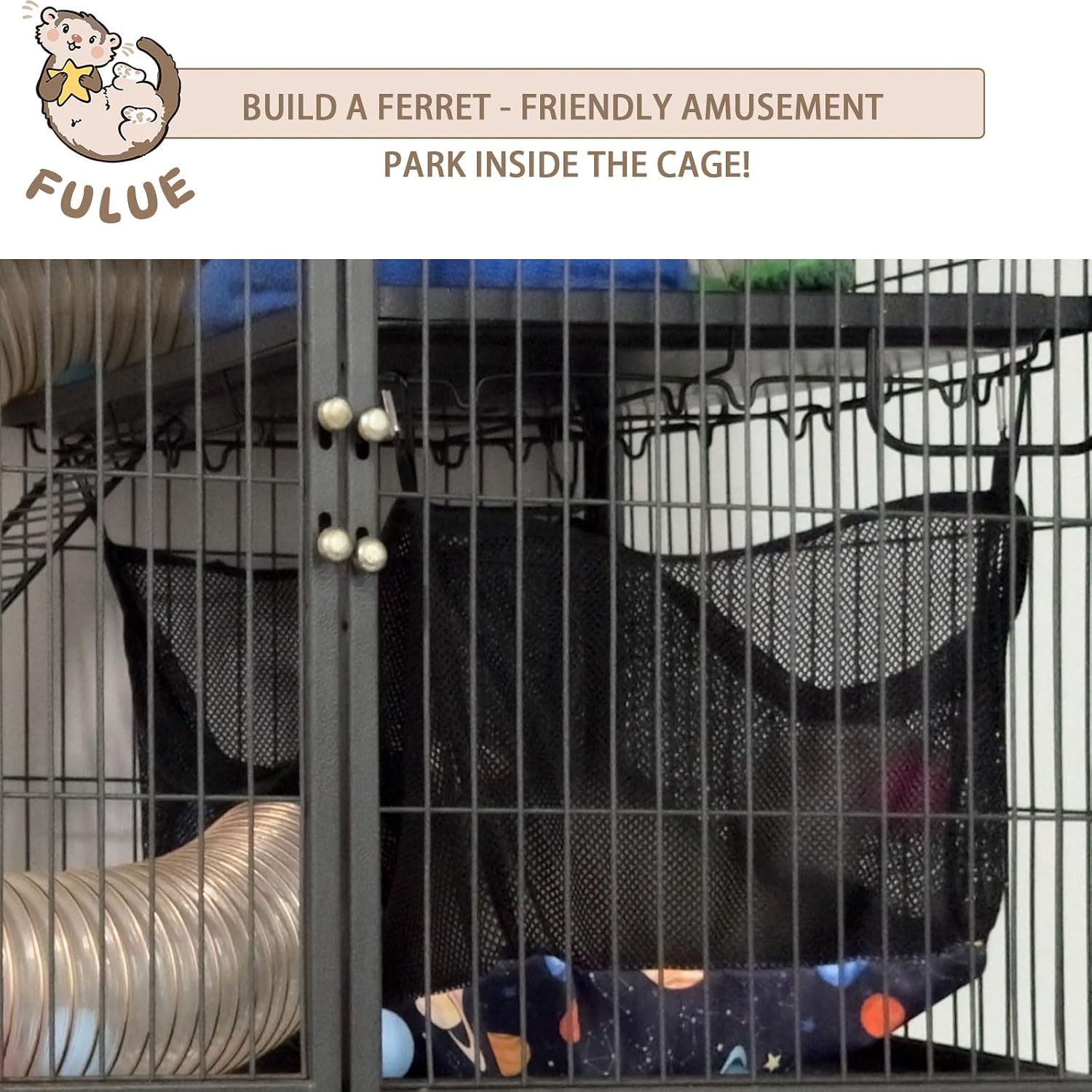 Ferret Ball Pit Hammock,Ferret Hammock Playpen Toy Box Cube for Cage Compatible with Tunnel System(Ball Not Included) - Image 7