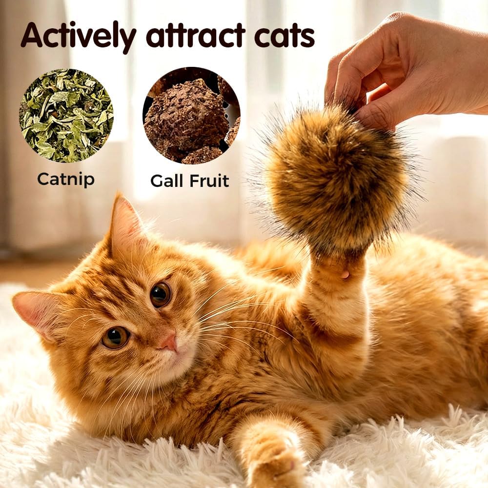 Cat Toy Faux Rabbit Fur Ball,2026 New Soft Rabbit Fur Catnip Balls,Fluffy Catnip Toy for Indoor Cats,Washable & Fun to Chase for Exercise and Bonding (Ball/3pcs) - Image 5
