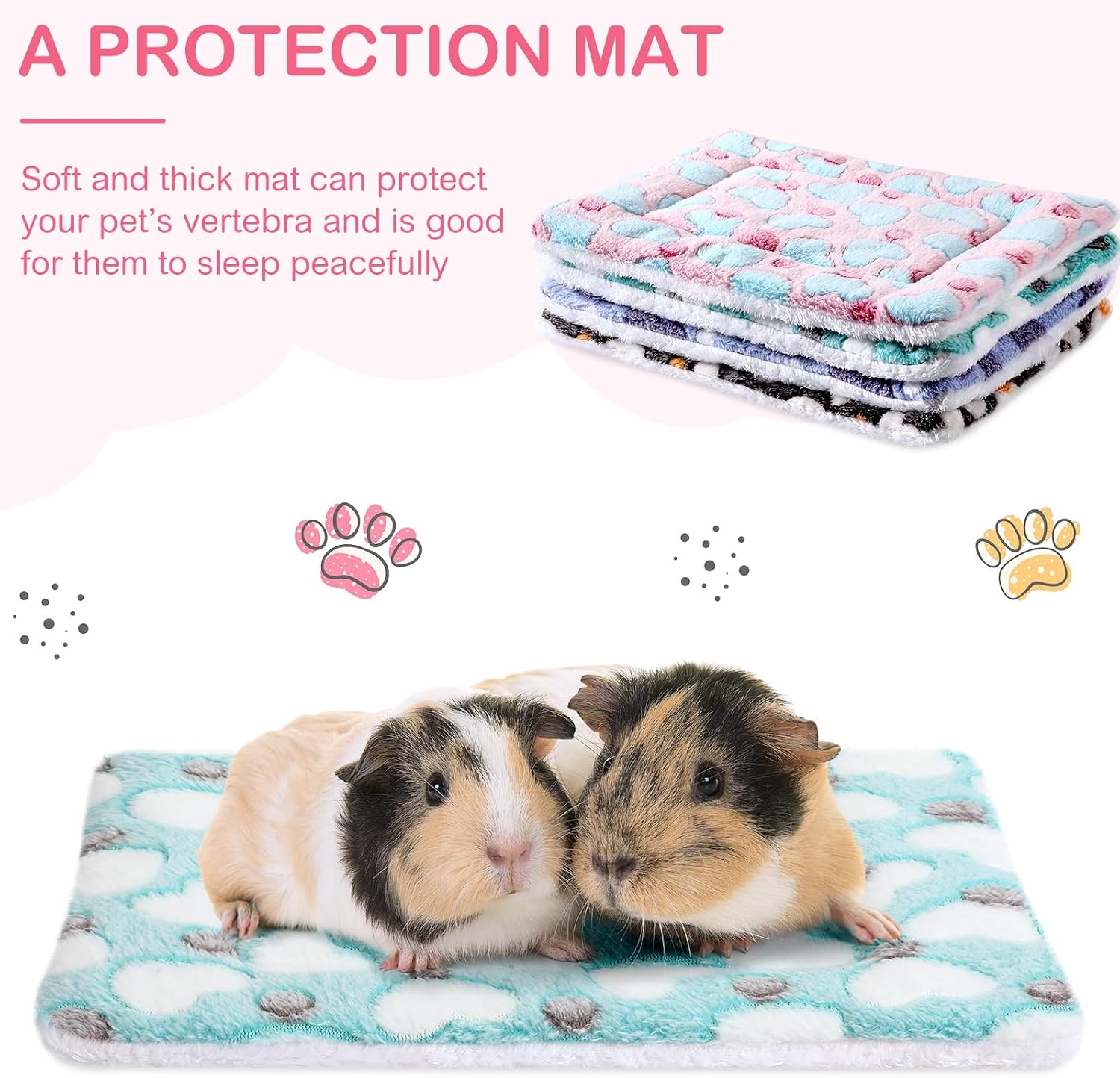 Tuanse 4 Pack Guinea Pig Bed Mat Bedding Rabbit All Season Soft Fleece Bed Pad for Small Animal Mattress Fleece Sleeping Pad for Hedgehogs Bunny Ferrets Hamster(Heart,13 x 10 Inch) - Image 5