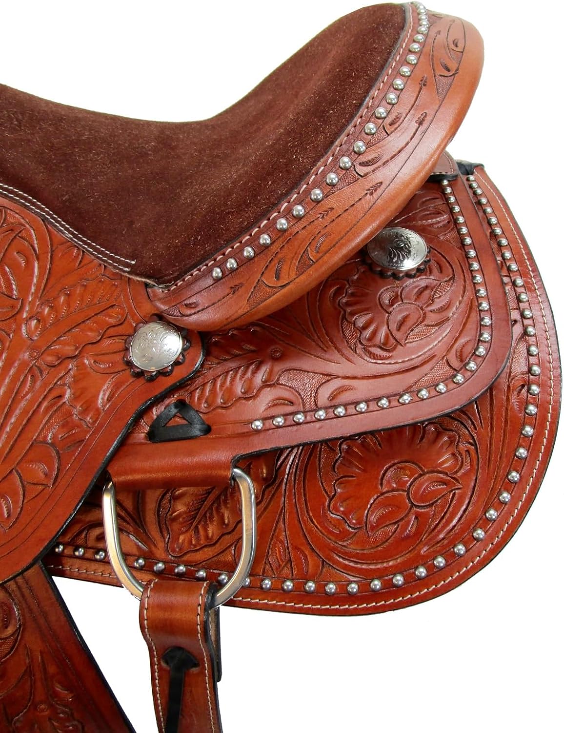 Western Horse Saddle Barrel Racing Pleasure Ride Trail Horse Tooled Leather Rodeo Cowboy Saddles 15 16 17 18 - Image 6