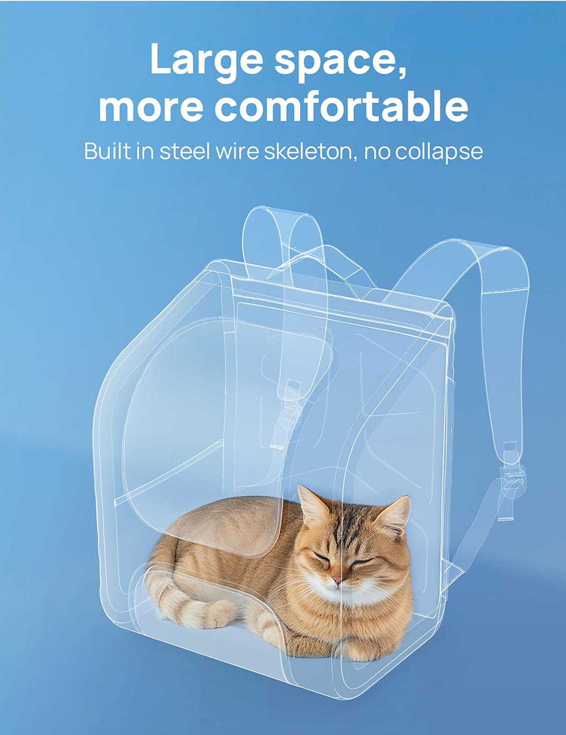 Pecute Cat Backpack Carrier,Large Space Dog Backpack,Ergonomic,Gray | Sunshade Curtain,Transparent Window,Safety Rope,Sturdy,Large Mesh on Both Sides for Breathability,Suitable for Outdoor,Vet - Image 2