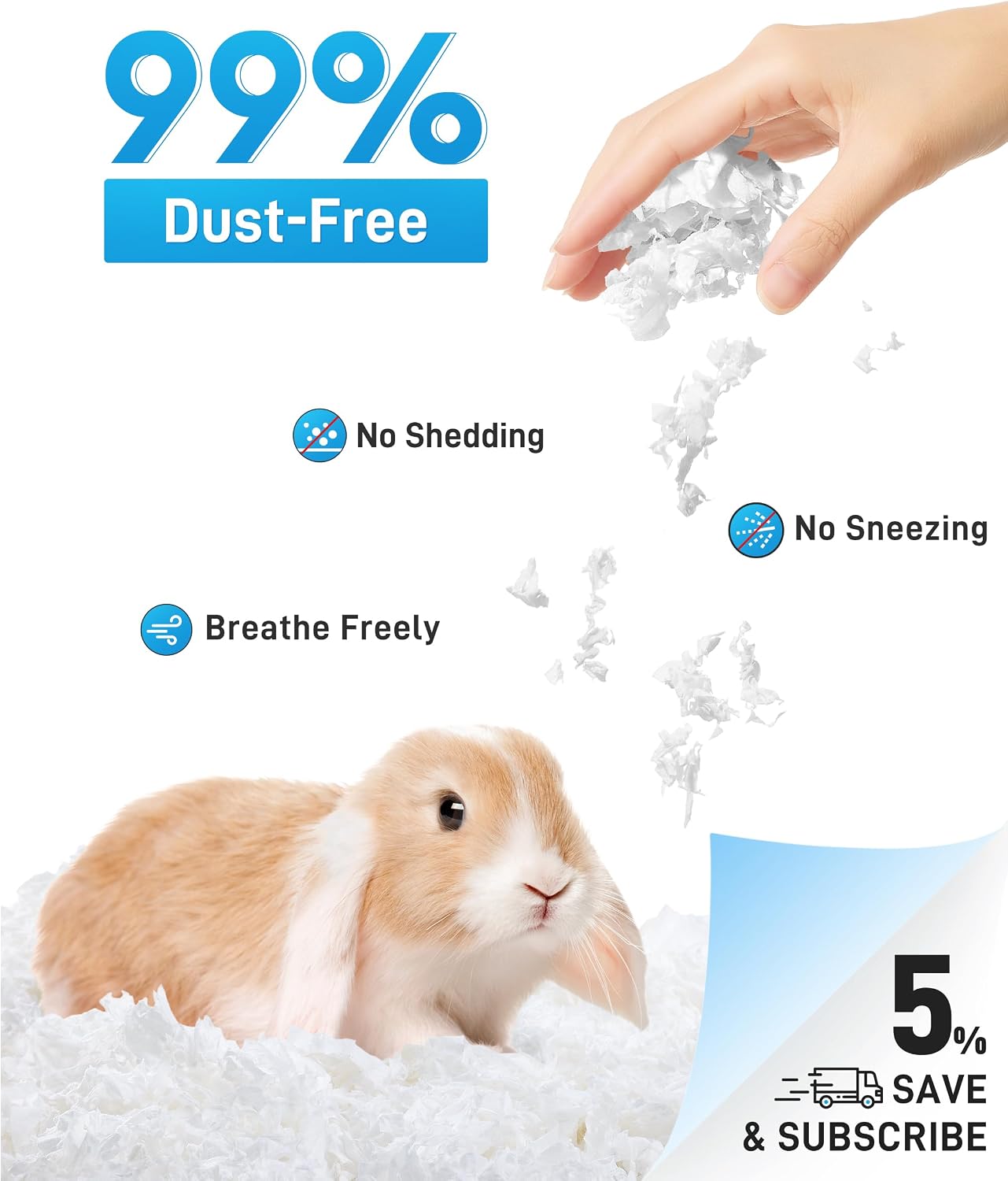 BUCATSTATE Hamster Bedding 70L, 99% Dust-Free Guinea Pig Bedding Odor Control Paper Bedding, Cozy Small Animal Bedding for Rabbit Rat Syrian Dwarf Hamsters Gerbils (White) - Image 3