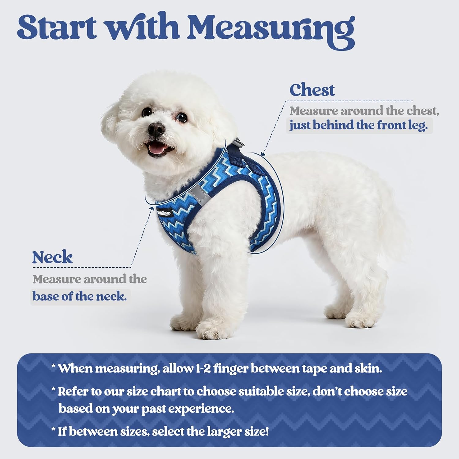 rabbitgoo Dog Harness Small Sized and Leash Set, Step in Soft Light Puppy Vest, Breathable Mesh Pet Harness, Reflective for Safe Easy Walking, Blue Zigzag S - Image 2