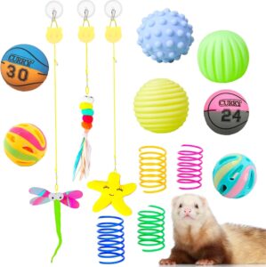 14 pcs Ferret Squeaky Toys Set Rubb...