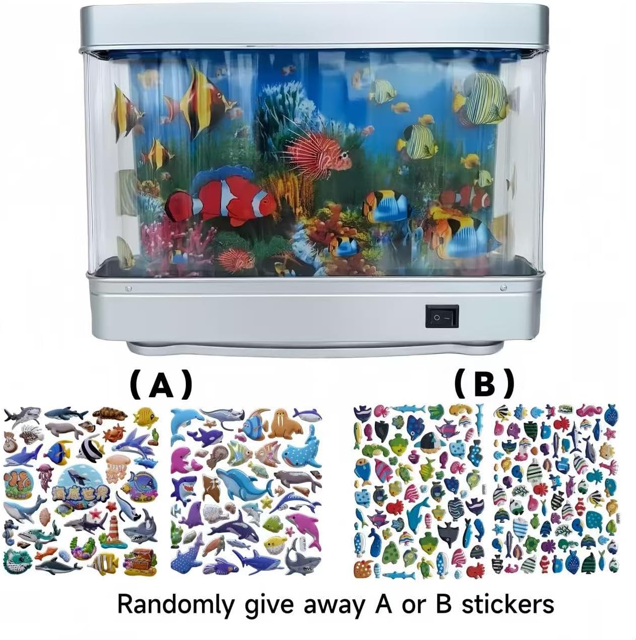 Fake Fish Tank Lamp - Moving Aquarium Night Light with Virtual Ocean Effect, 80s Retro Design for Adult Relaxation, Frutiger Aero Artificial Aquarium Decorative Lamp (US Plug) - Image 2