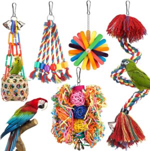Bird Toys Rope Perch with Bell Colo...