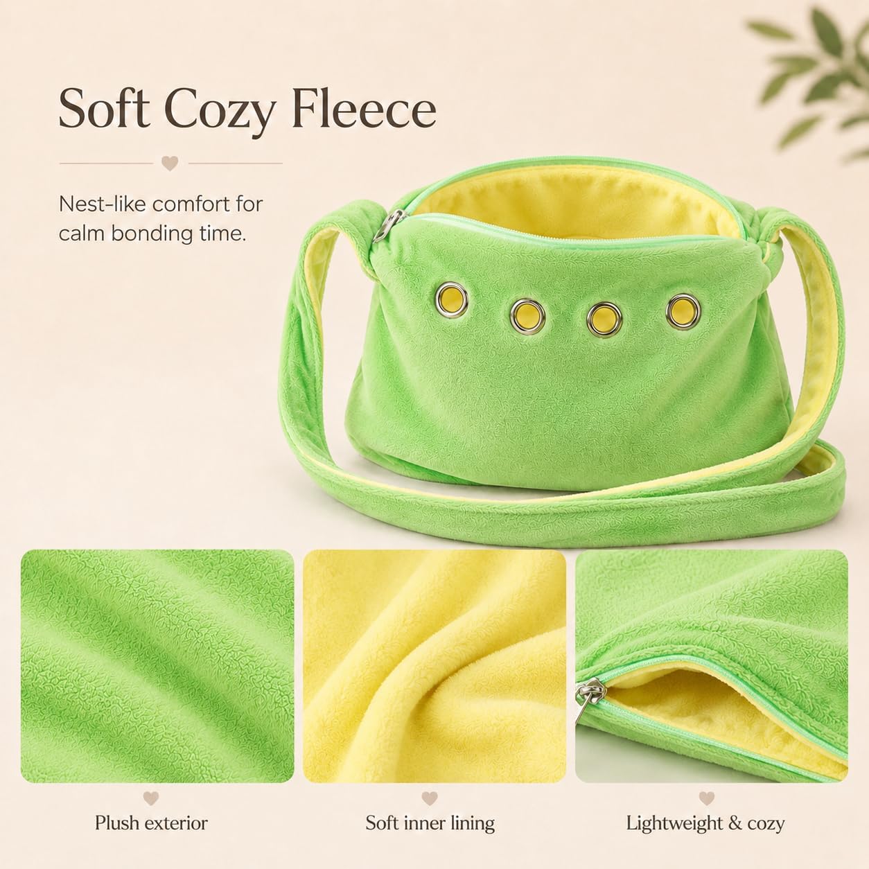 Meow&Woof Sugar Glider Bonding Pouch Small Pet Carrier Bag Sling with Strap Critter Cuddler for Gliders Ferret, Rat, Hedgehog, Hamster Outdoor-Green - Image 2
