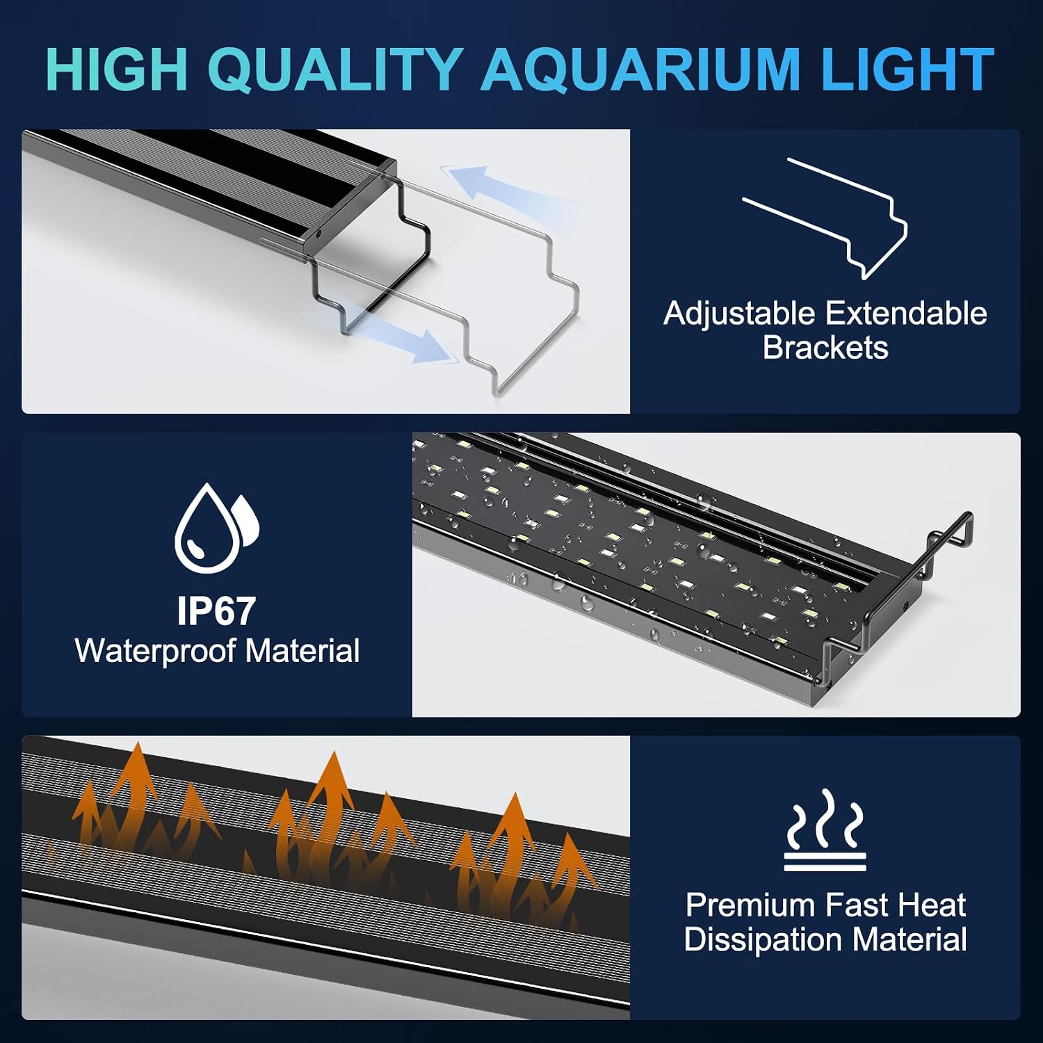 AQQA LED Aquarium Light for Plants, 24/7 Mode Full Spectrum Fish Tank Light with 3 Light Modes, Adjustable Timer/Brightness, Memory Function, Extendable Brackets for Freshwater for 12-18 Inch Tank 14W - Image 5