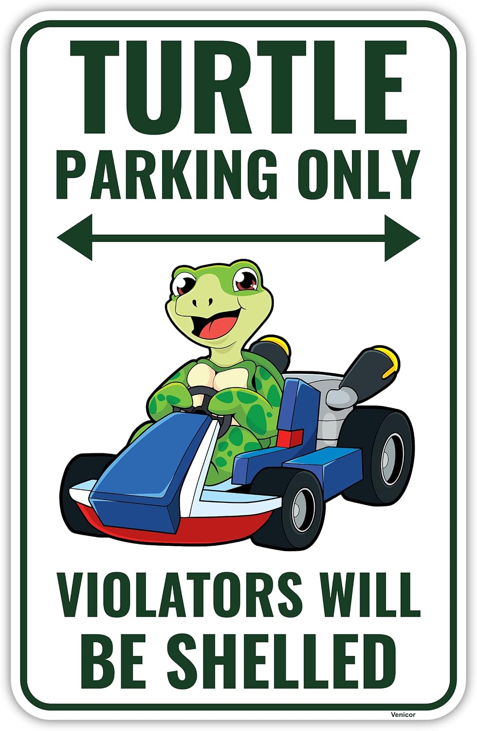 Venicor Turtle Parking Sign Decor - 9 x 14 Inches - Aluminum - Turtle Gifts for Turtle Lovers Women - Pet Turtle Tank Accessories Habitat Decorations Poster