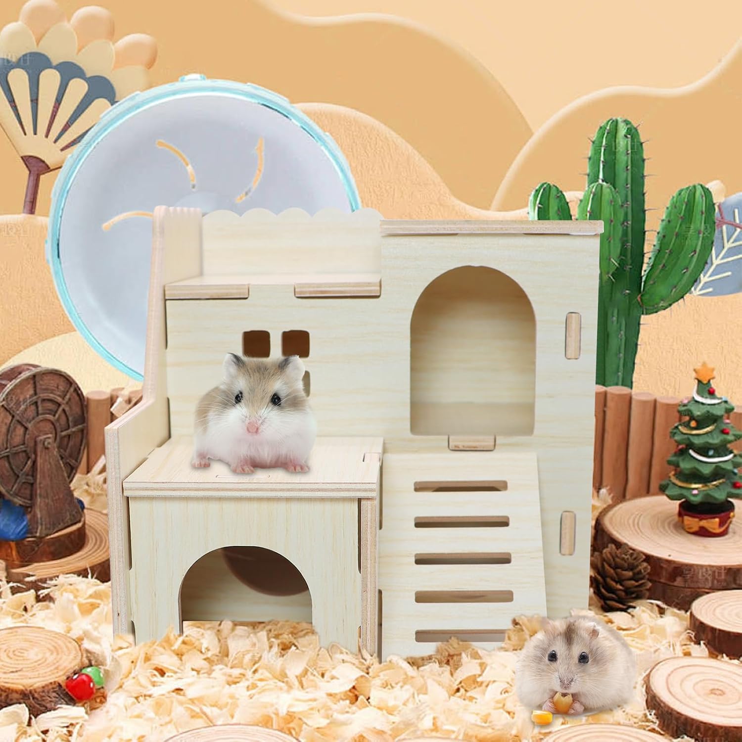 Hamster Hideout Tiny Maze Wood House with Slide Hamster House and Habitat Wooden Hide Hut for Dwarf Gerbils Mouse Mice and Other Small Animals (Pygmy Rats Only) - Image 7