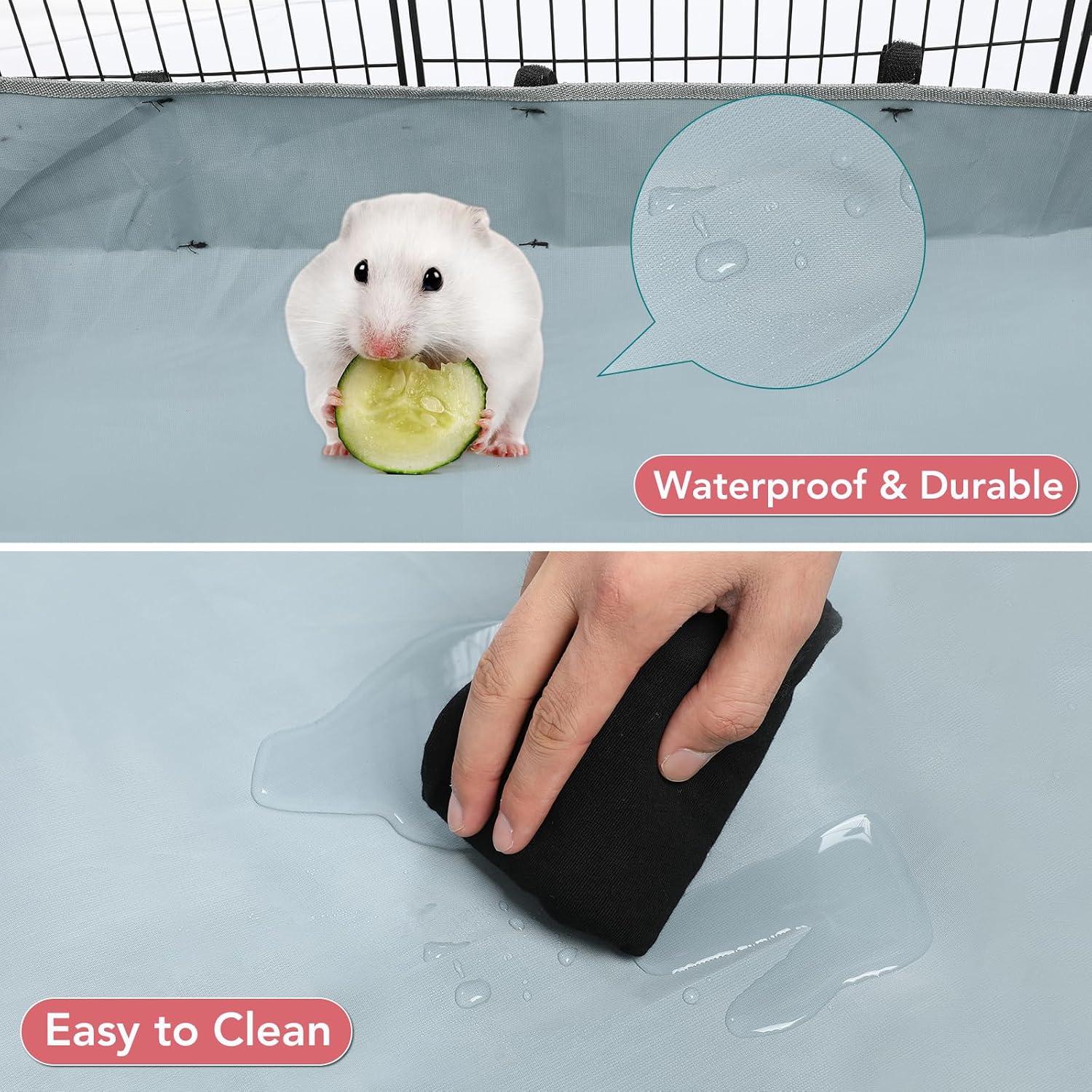 VISCOO 12 Panels Small Animal Playpen, 48" x 24" x 16" Pet Playpen with Waterproof Mat, C&C Cage for Guinea Pigs, Puppy Play Pen, Bunny Playpen, Indoor Outdoor Portable Metal Wire Yard Fence - Image 5