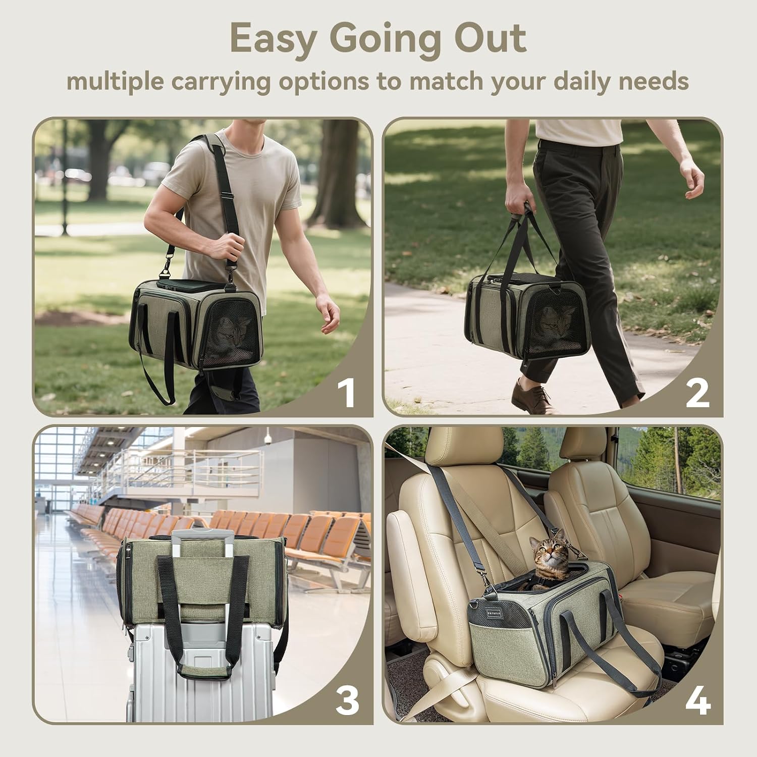 Petsfit Expandable Rabbit Carrier Small Cat Carrier Airline Approved, 16X10X9 Inches Soft-Sided Portable Small Animal Travel Bag for Kitten/Puppy/Bunny/Guinea Pig - Image 5