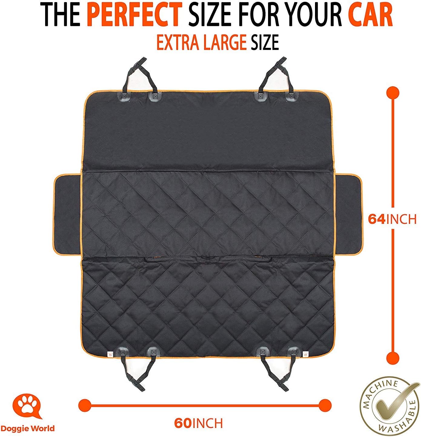 Doggie World Dog Car Seat Cover for Back Seat, Waterproof Dog Hammock | Durable Pet Car Seat Cover Backseat Protector for Cars & SUVs, Nonslip Scratchproof Rear Seat Cover Against Dirt, Fur - Image 8