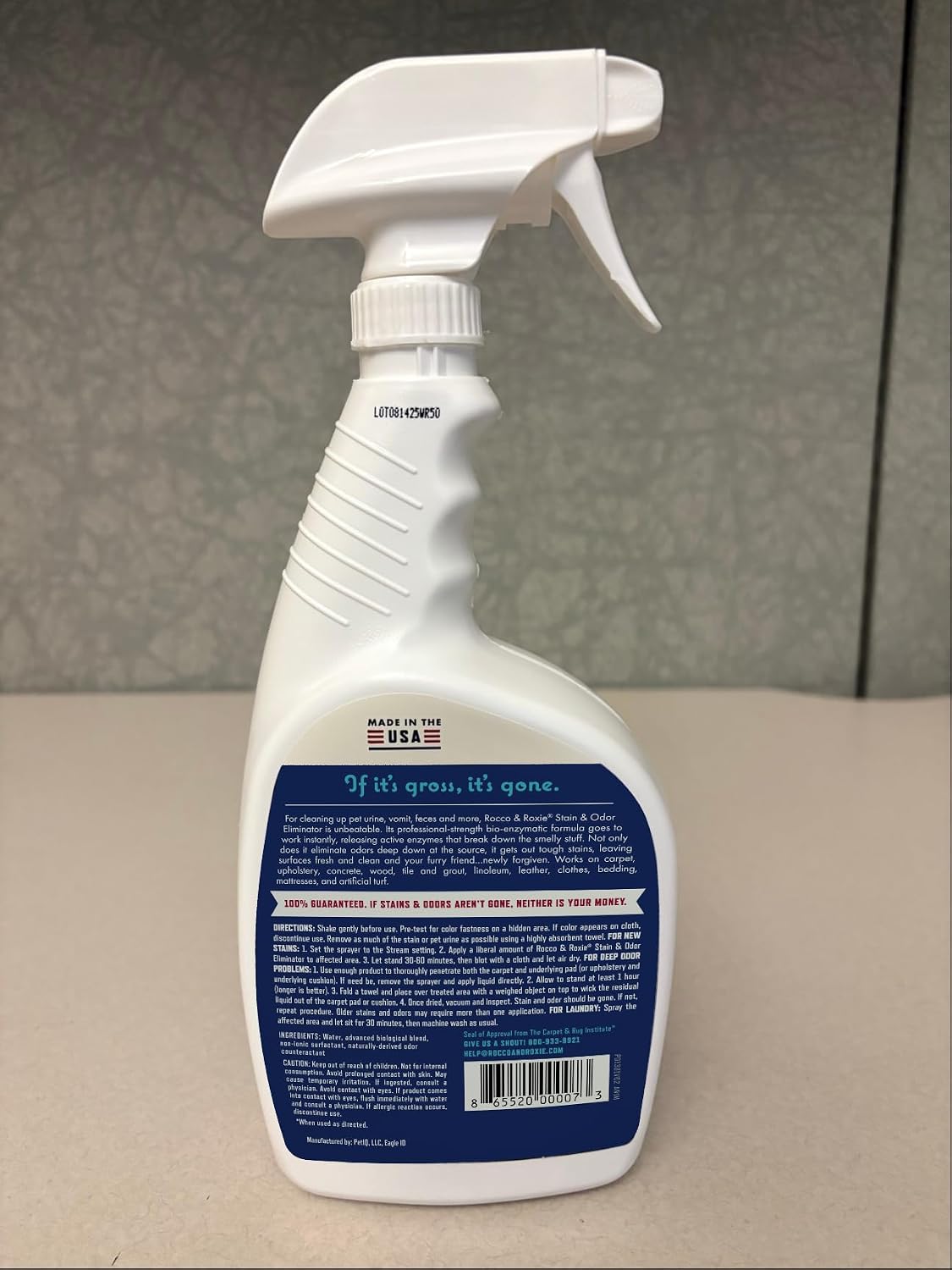 Rocco & Roxie Supply Co. Stain & Strong Odor Eliminator, Enzyme Cleaner, Pet Odor Eliminator for Home - Carpet Stain Remover for Cats & Dog Pee - Urine Destroyer - Carpet Cleaner Spray Clear, 32 Fl Oz - Image 9