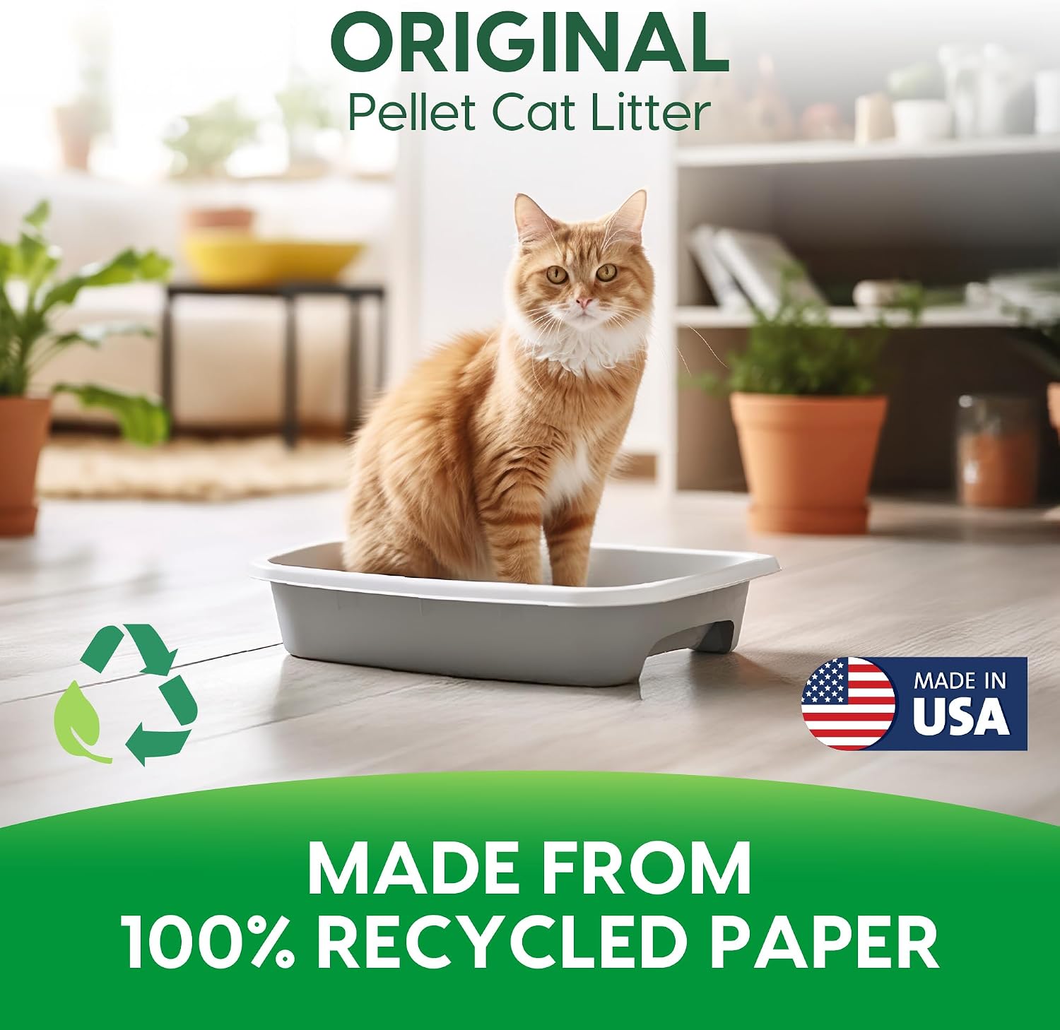 Fresh News Recycled Paper Original Pellet Cat Litter, 25 Pound, Non-Clumping, Unscented, Made in USA - Image 3