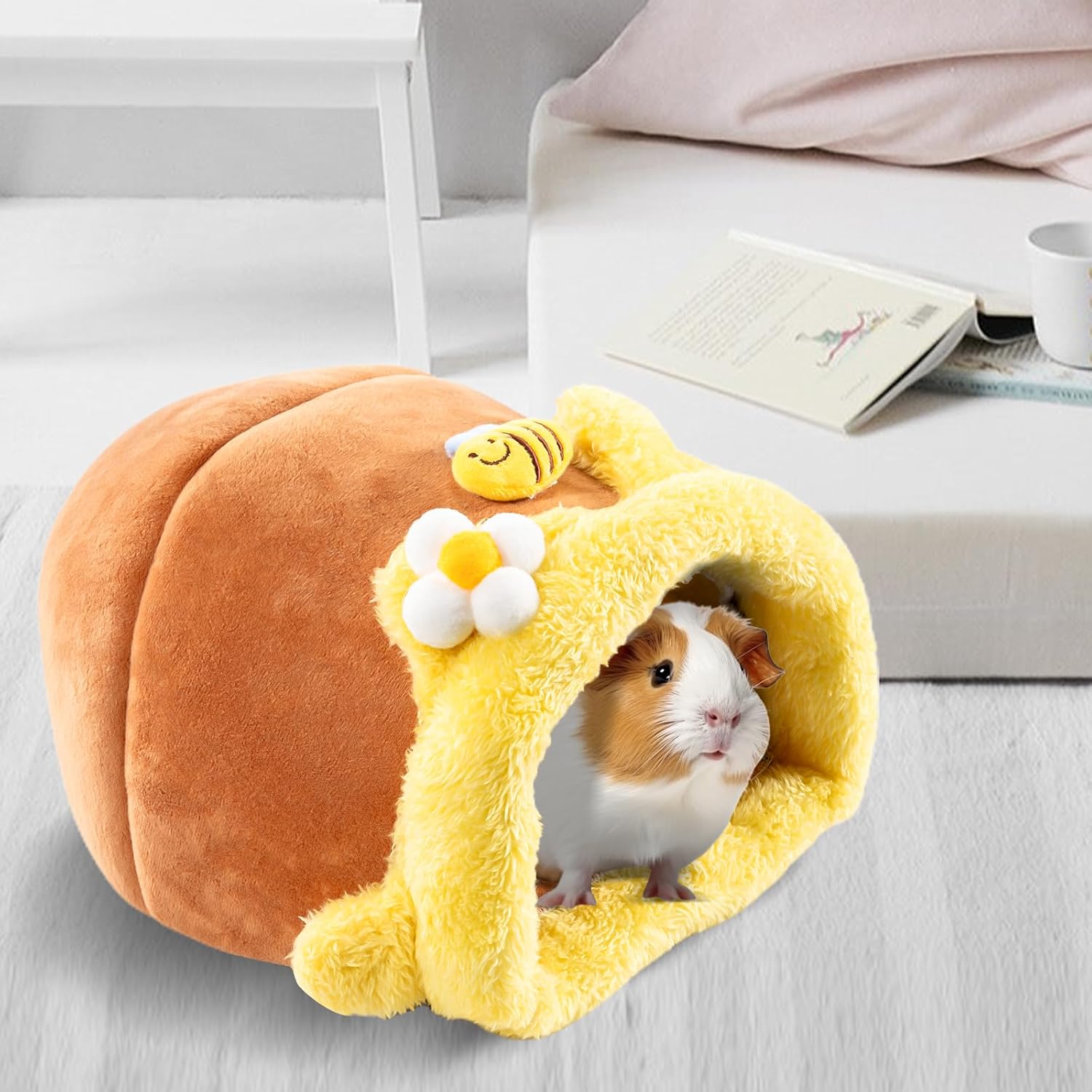 Avont 2 Pack Guinea Pig Tunnel & Hideout, Small Animal Bed | Soft Washable Fleece Hideout for Guinea Pigs, Chinchillas & Hamsters - Fruit or Animal Shape - Image 7