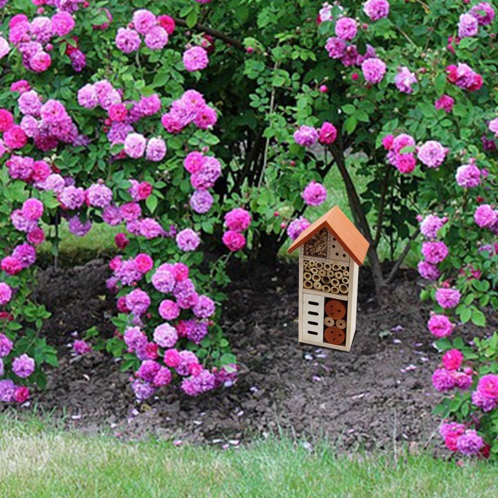 Lulu Home Wooden Insect House, Hanging Insect Hotel for Bee, Butterfly, Ladybirds, Beneficial Insect Habitat, Bug Hotel Garden, 10.4 X 3.4 X 5.4 Inch - Image 6