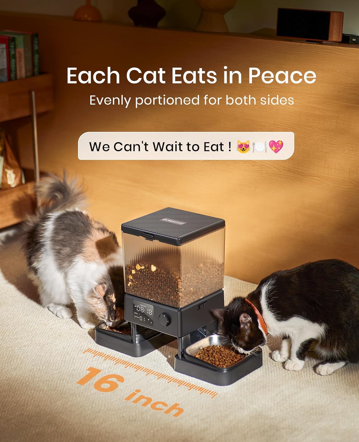 oneisall Automatic Cat Feeder for 2 Cats, 20 Cups/5L Automatic Cat Food Dispenser for Small Pets Indoor, Timed Cat Feeder for Dry Food - Image 2