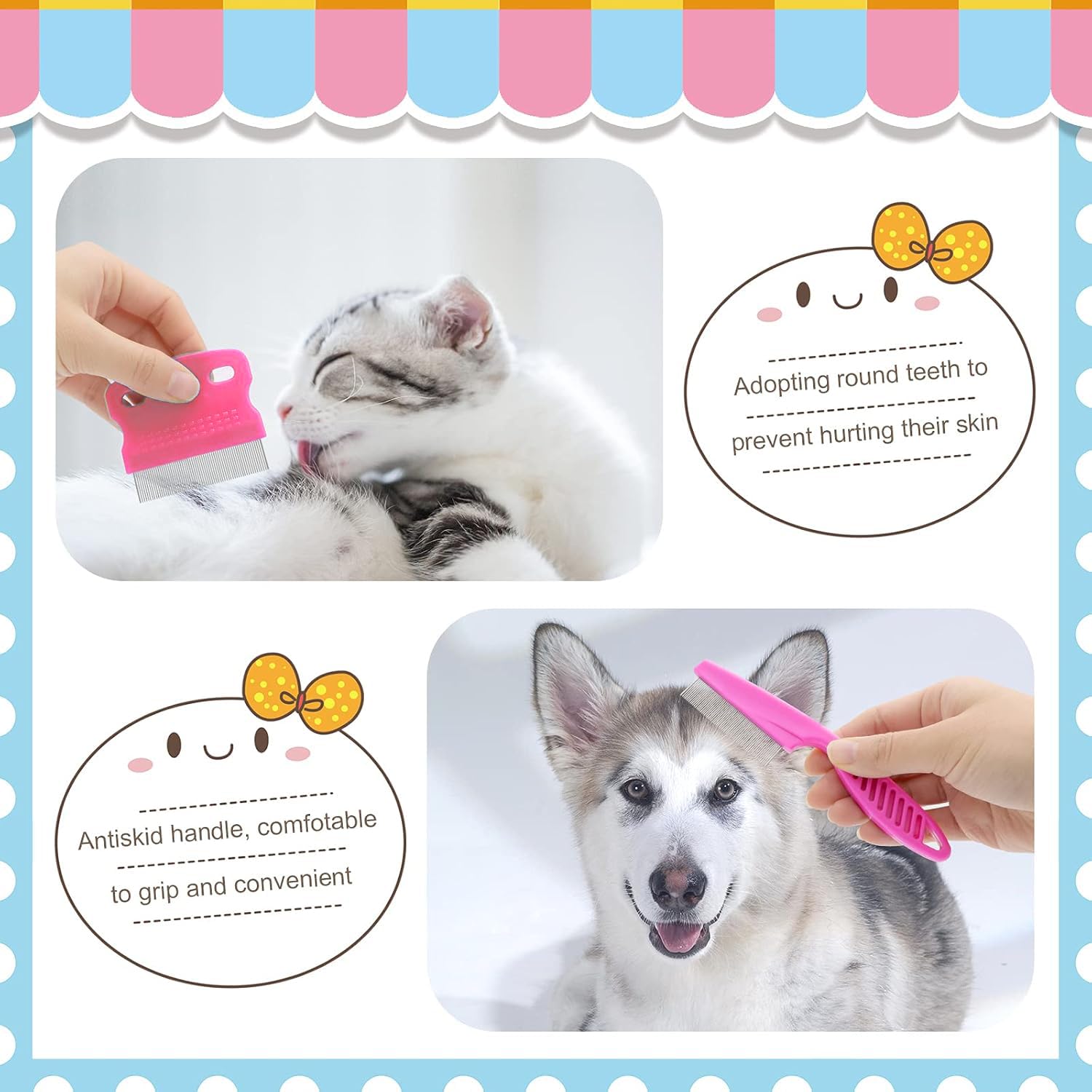 Rabbit Grooming Kit, Rabbit Brush for Shedding with Bunny Nail Clipper, Rabbit Nail Trimmers with Pet Combs for Hamster Guinea Pig Ferret by KALAMANDA(Pink) - Image 6